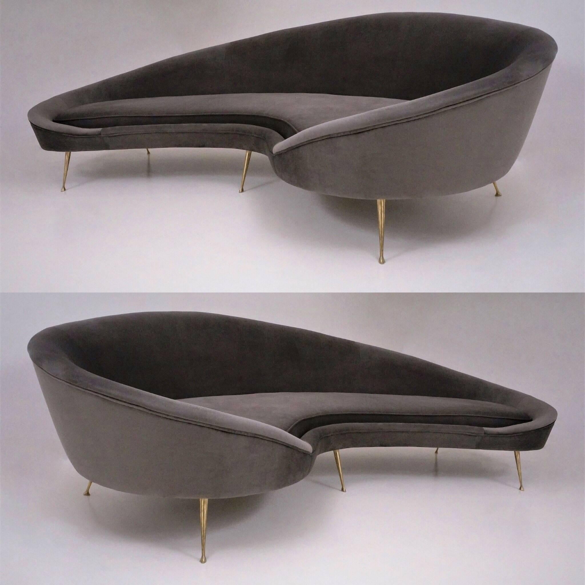 Kidney Shaped Sofa Available in 25 colors of velvet, Italian 6