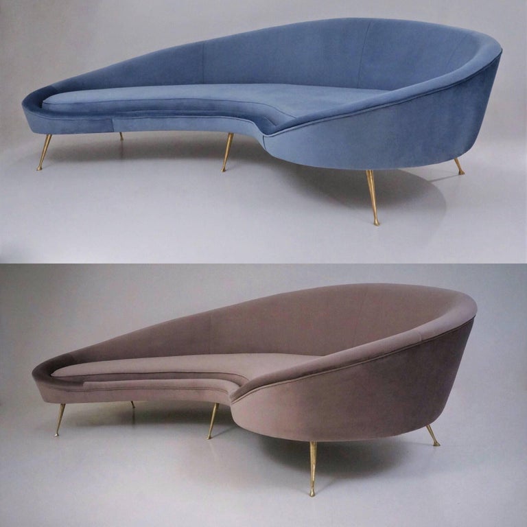 Kidney Shaped Sofa Available in 25 colors of velvet, Italian at 1stDibs
