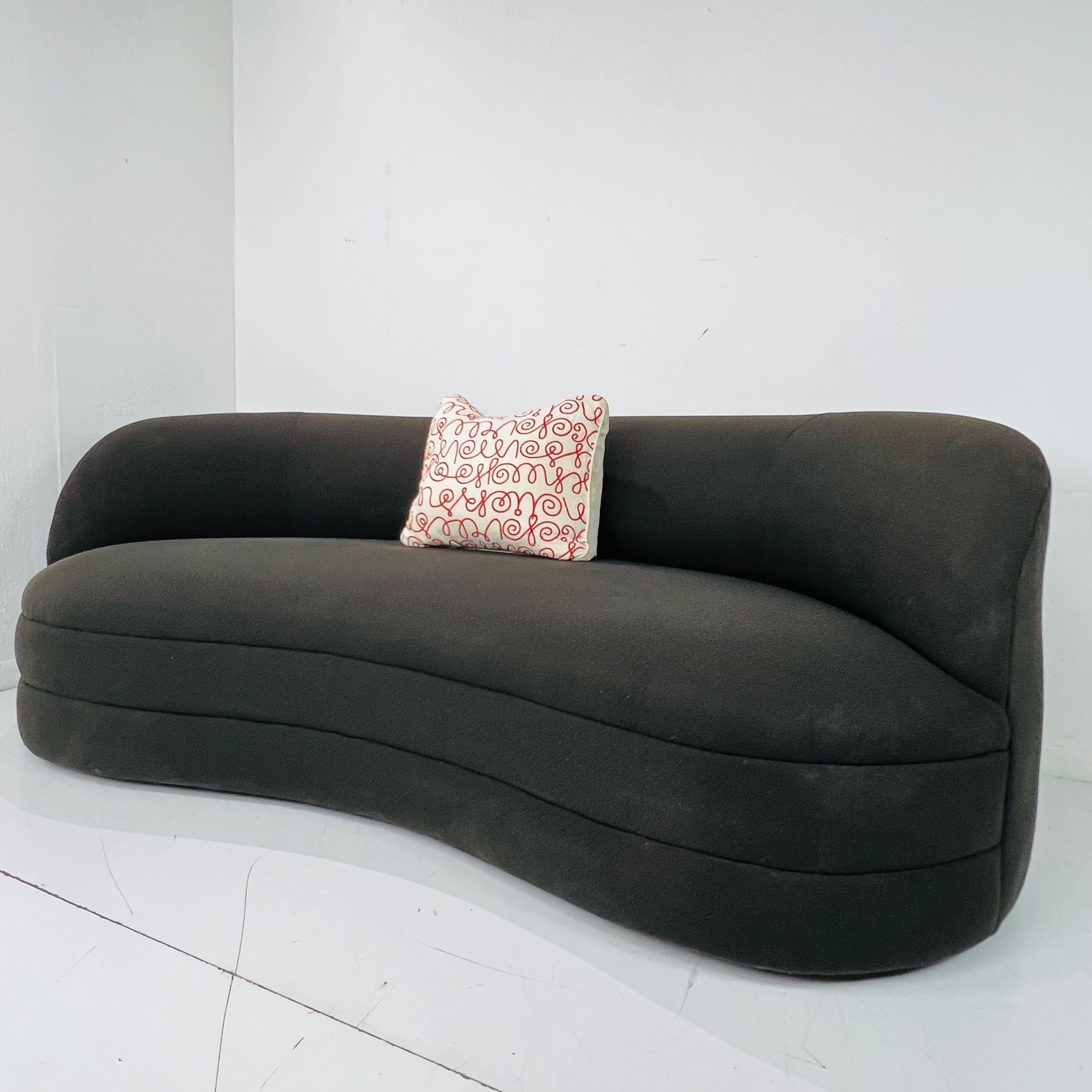 Upholstery Kidney Sofa in the Style of Vladimir Kagan For Sale