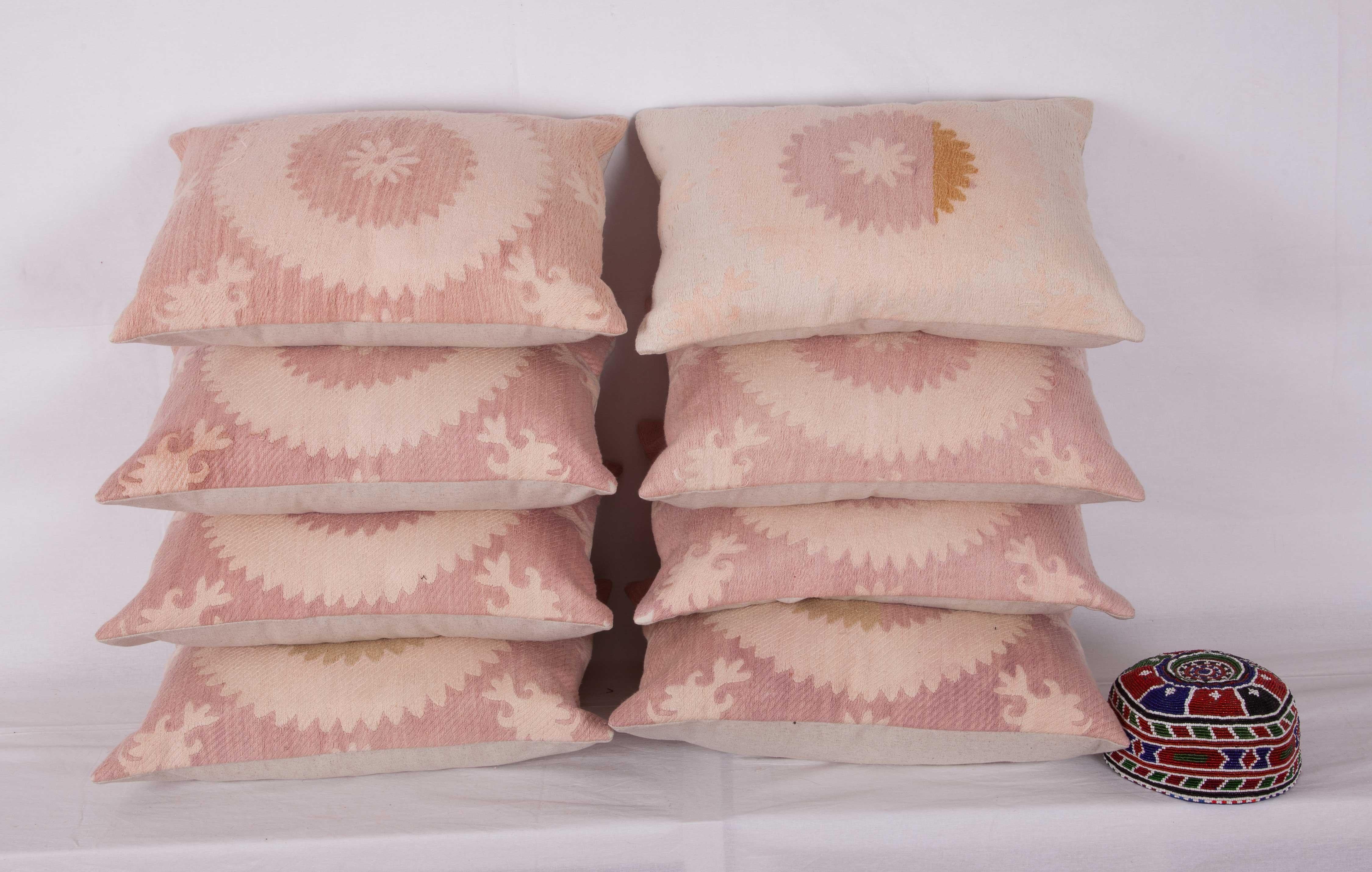 Uzbek Kidney Suzani Pillows Fashioned from a Mid-20th Century Suzani For Sale