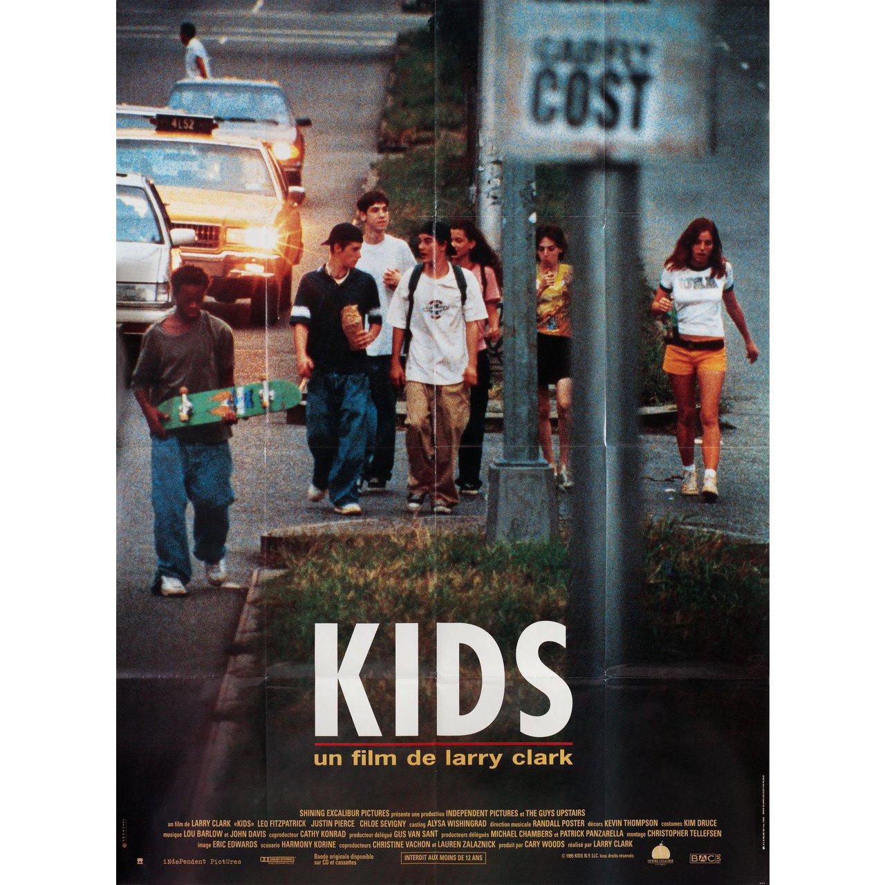 Original 1995 French grande poster for the film Kids directed by Larry Clark with Leo Fitzpatrick / Sarah Henderson / Justin Pierce / Joseph Chan. Very Good-Fine condition, folded. Many original posters were issued folded or were subsequently