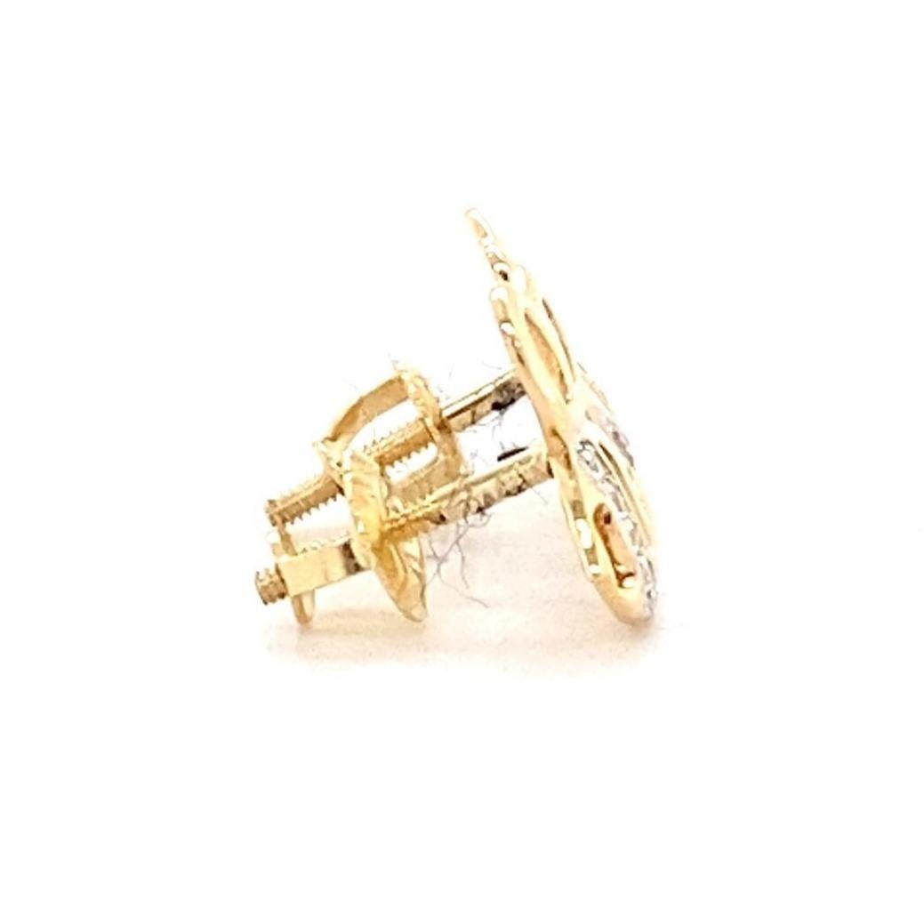 Women's Kids Bee Diamond Stud Earrings in 14k Solid Gold (Certified) For Sale