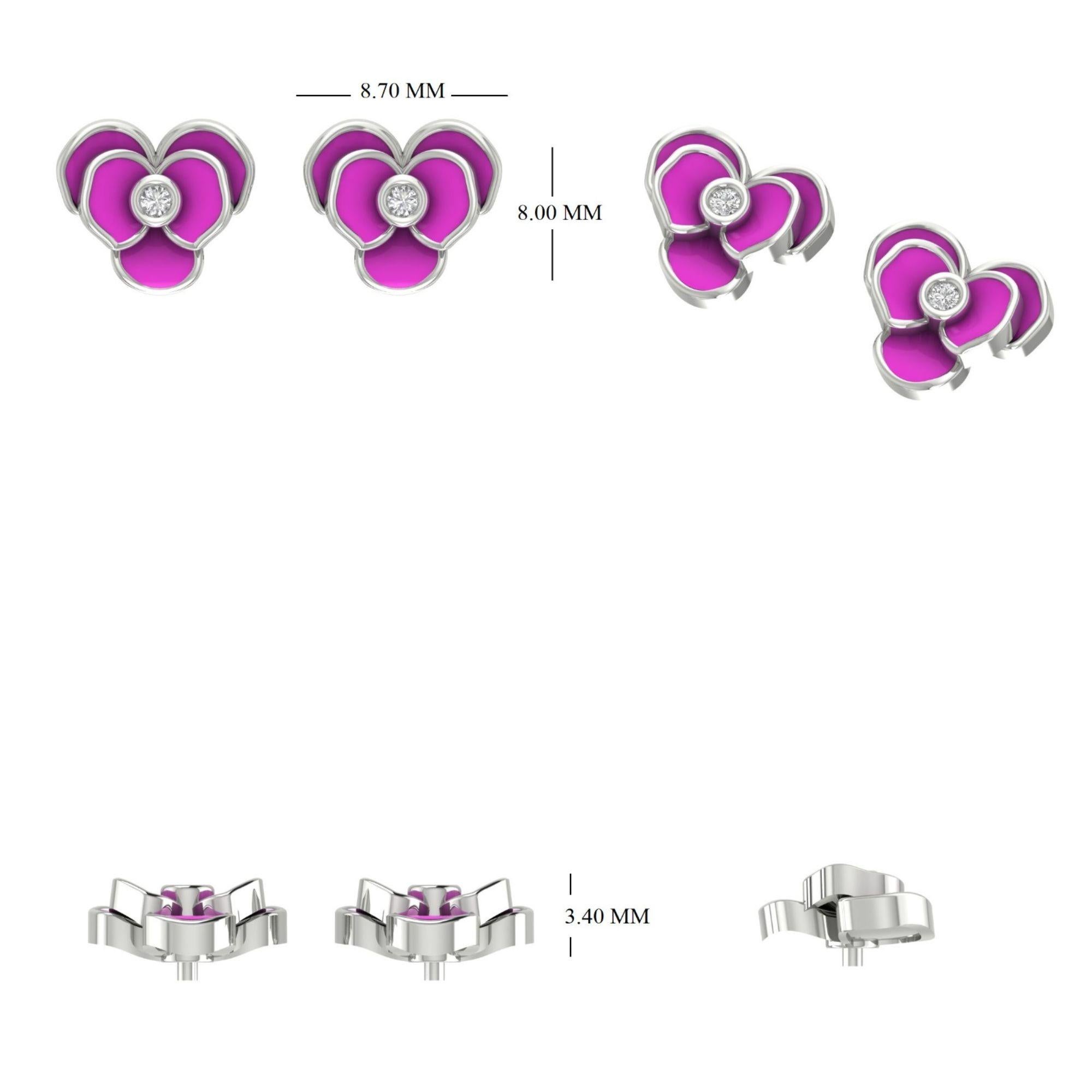 Women's Kids Blooming Flower Diamond Stud Earrings in 14K Solid Gold (Certified) For Sale
