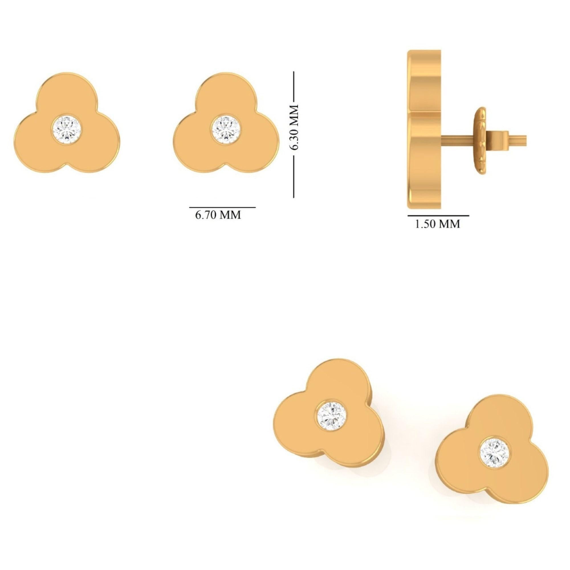 Women's Kids Blossom Diamond Stud Earrings in 14K Solid Gold (Certified) For Sale