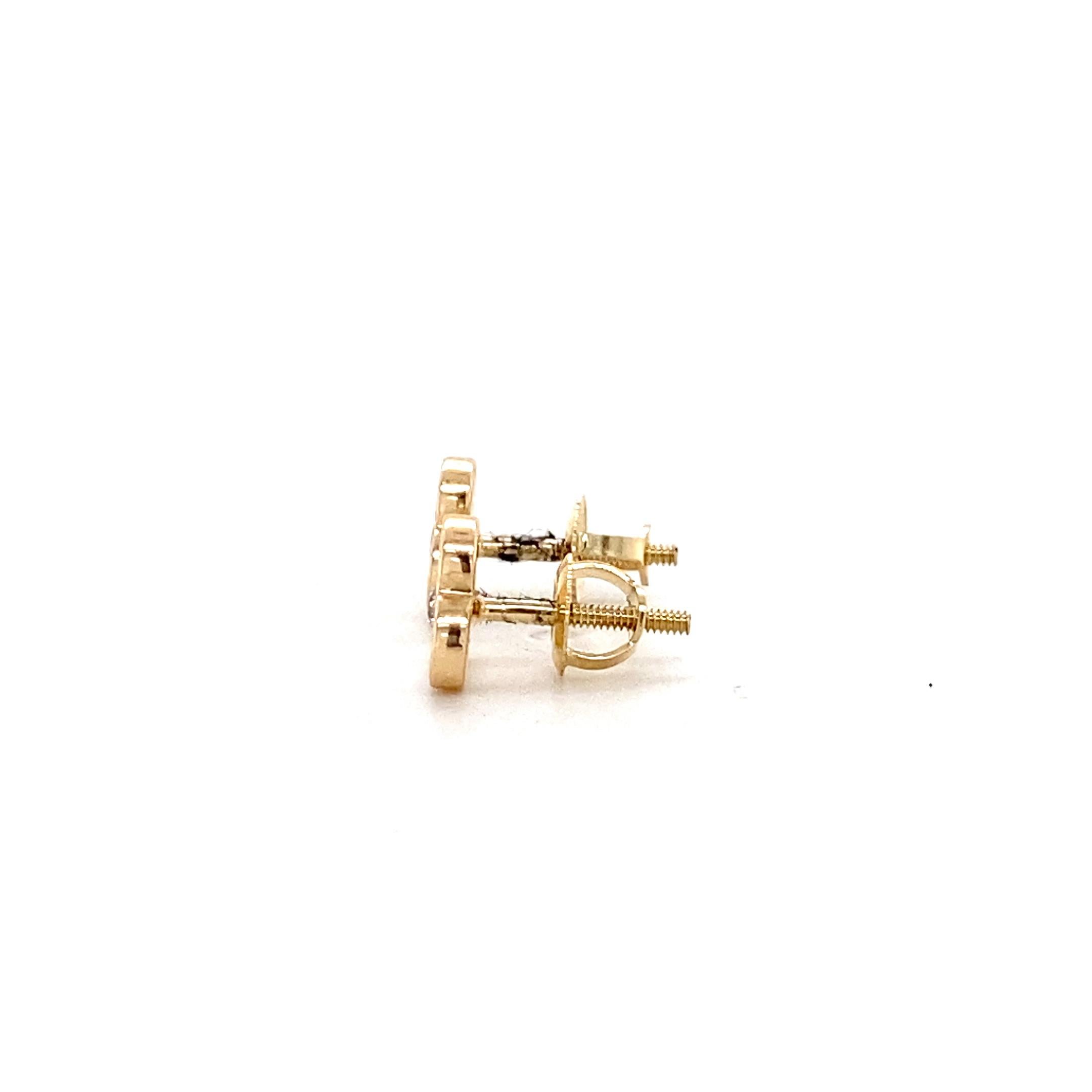 Kids Blossom Diamond Stud Earrings in 14K Solid Gold (Certified) For Sale 2