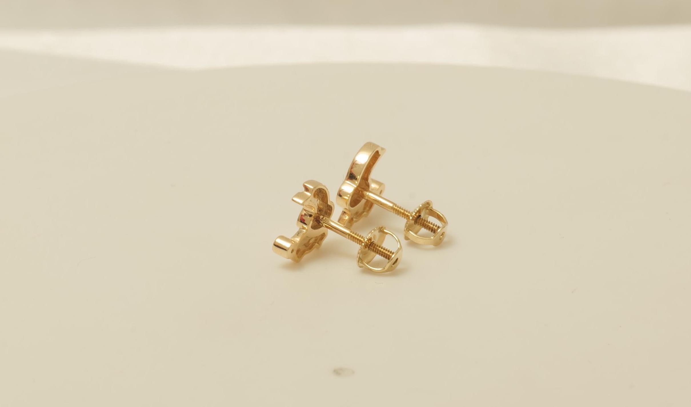 Kids Bunny Diamond Earrings in 14k Solid Gold (Certified) In New Condition For Sale In New Delhi, DL