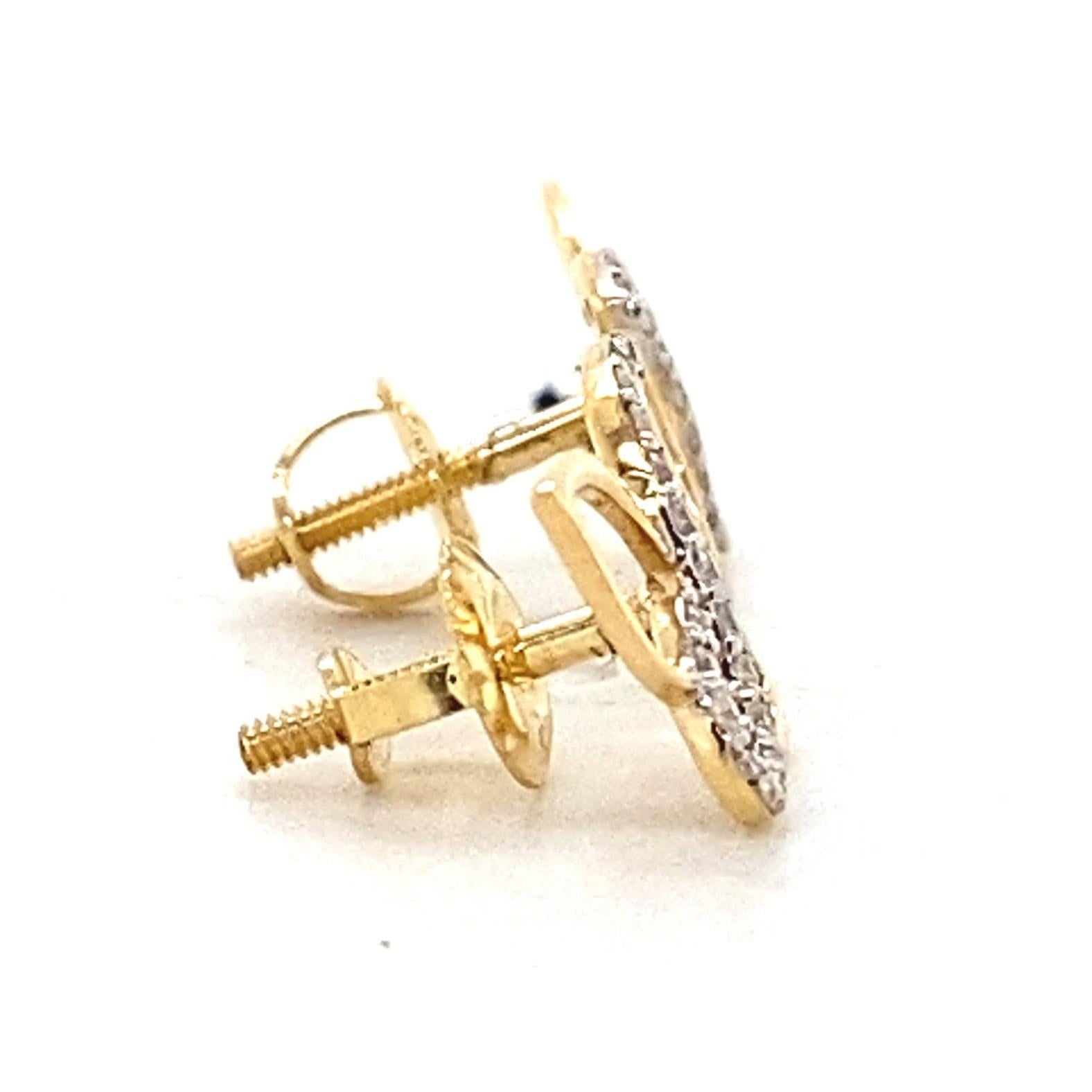 Women's Kids Butterfly Diamond Stud Earrings in 14K Solid Gold (Certified) For Sale