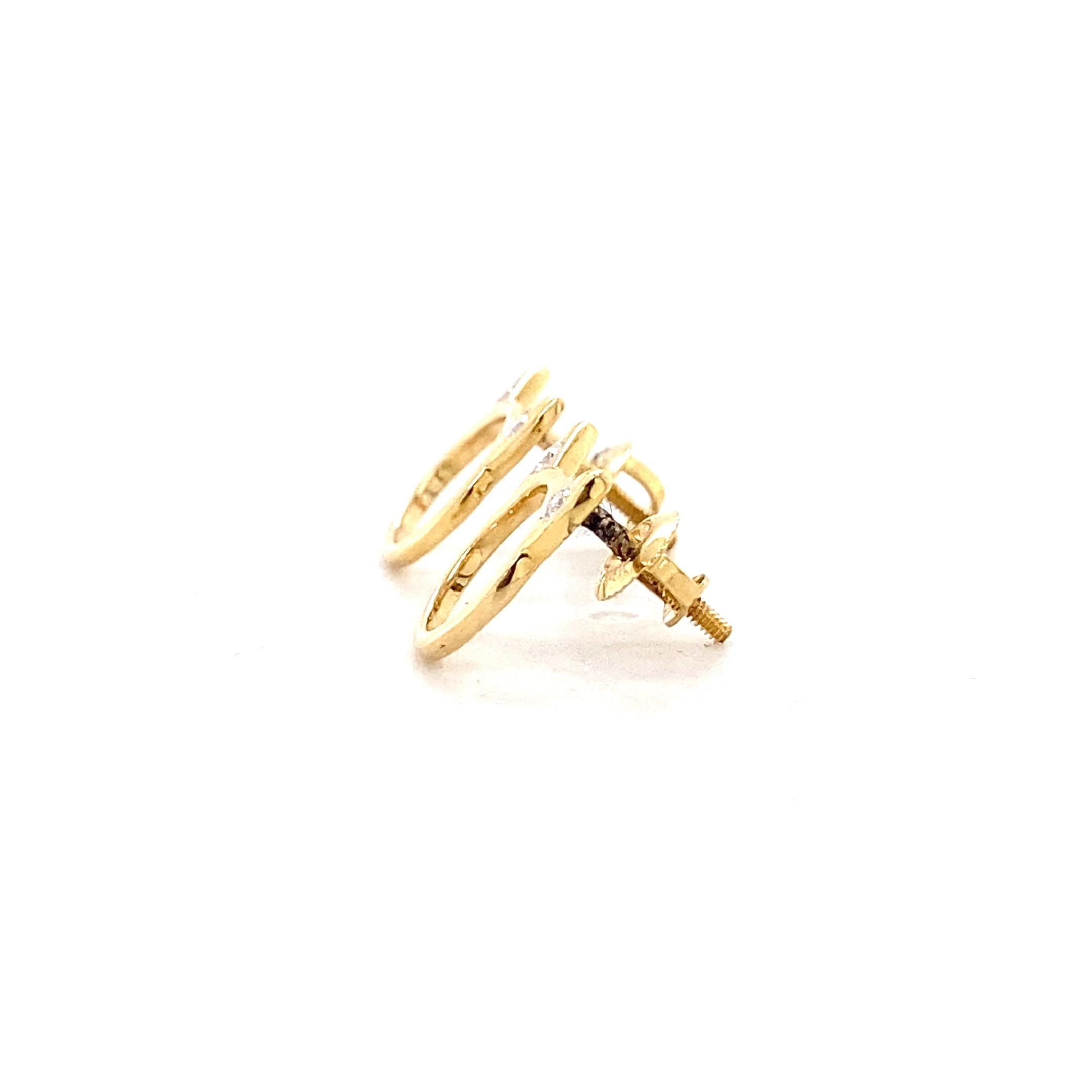 Orecchini per bambini con orecchio di gatto e diamante in oro massiccio 14K (certificati) in vendita 2