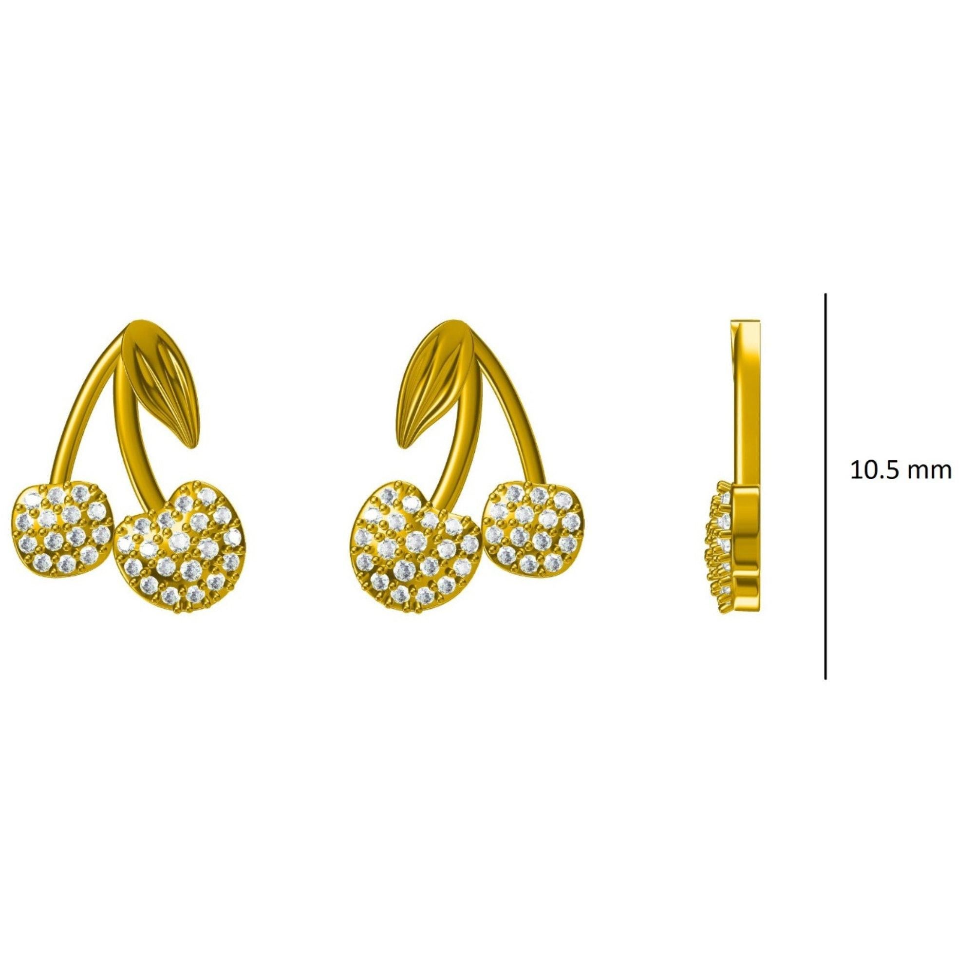 De las mujeres Pendientes infantiles de diamantes cereza en oro macizo de 14 quilates (certificados) en venta