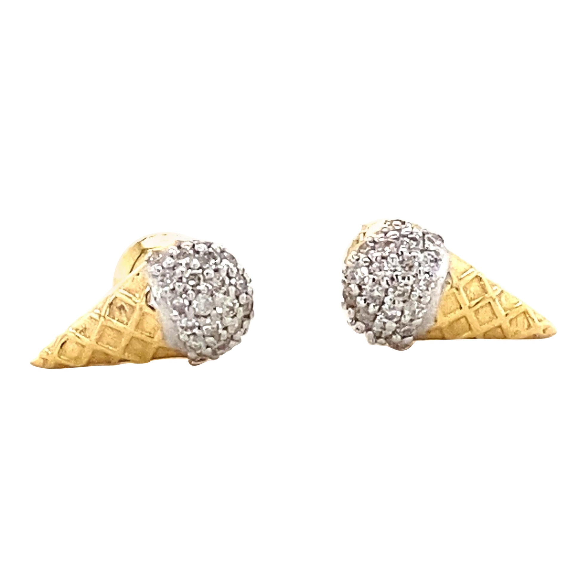 Pendientes de diamantes en forma de cucurucho en oro macizo de 14k (certificado)