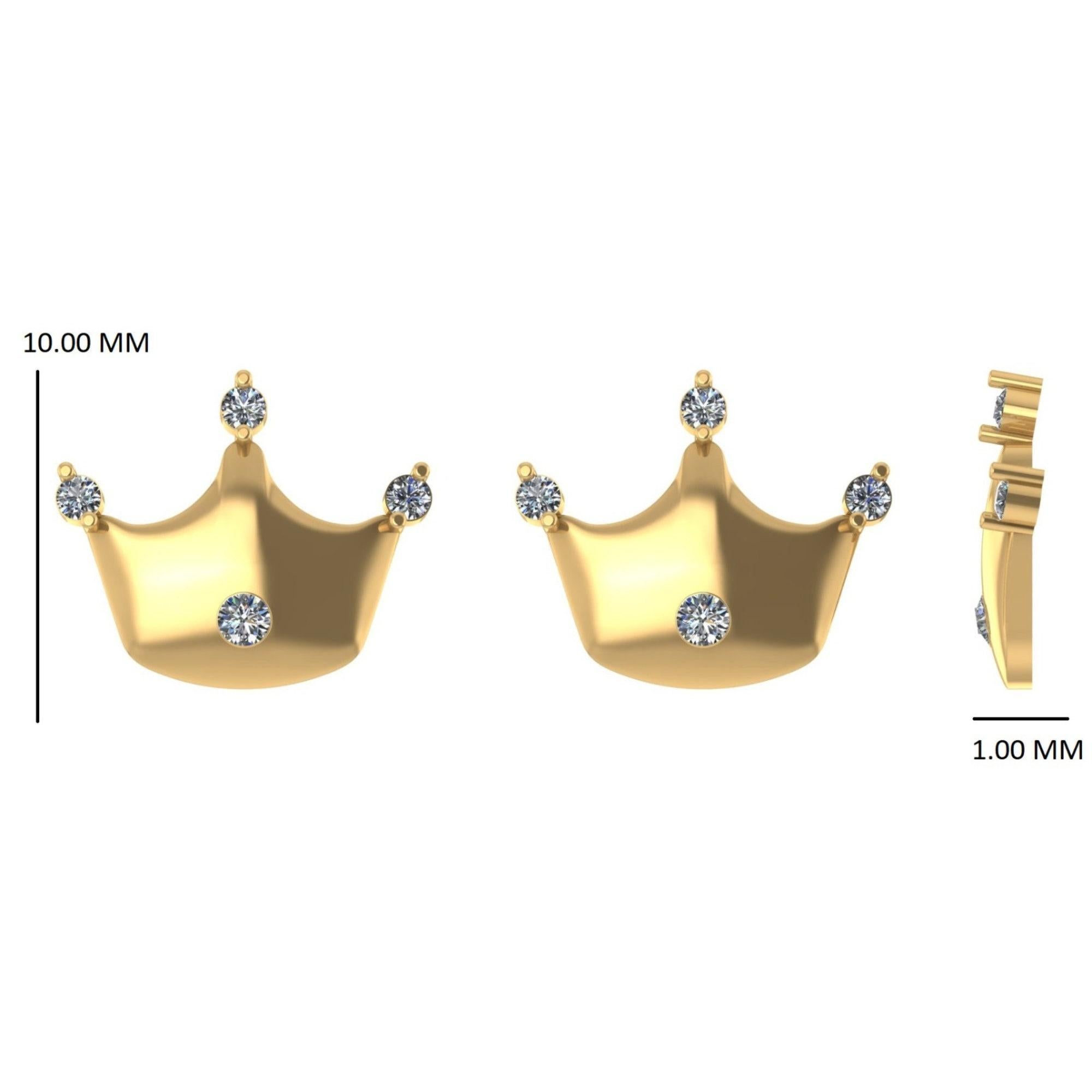 Donna Orecchini con diamanti a corona per bambini in oro massiccio 14K (certificati) in vendita