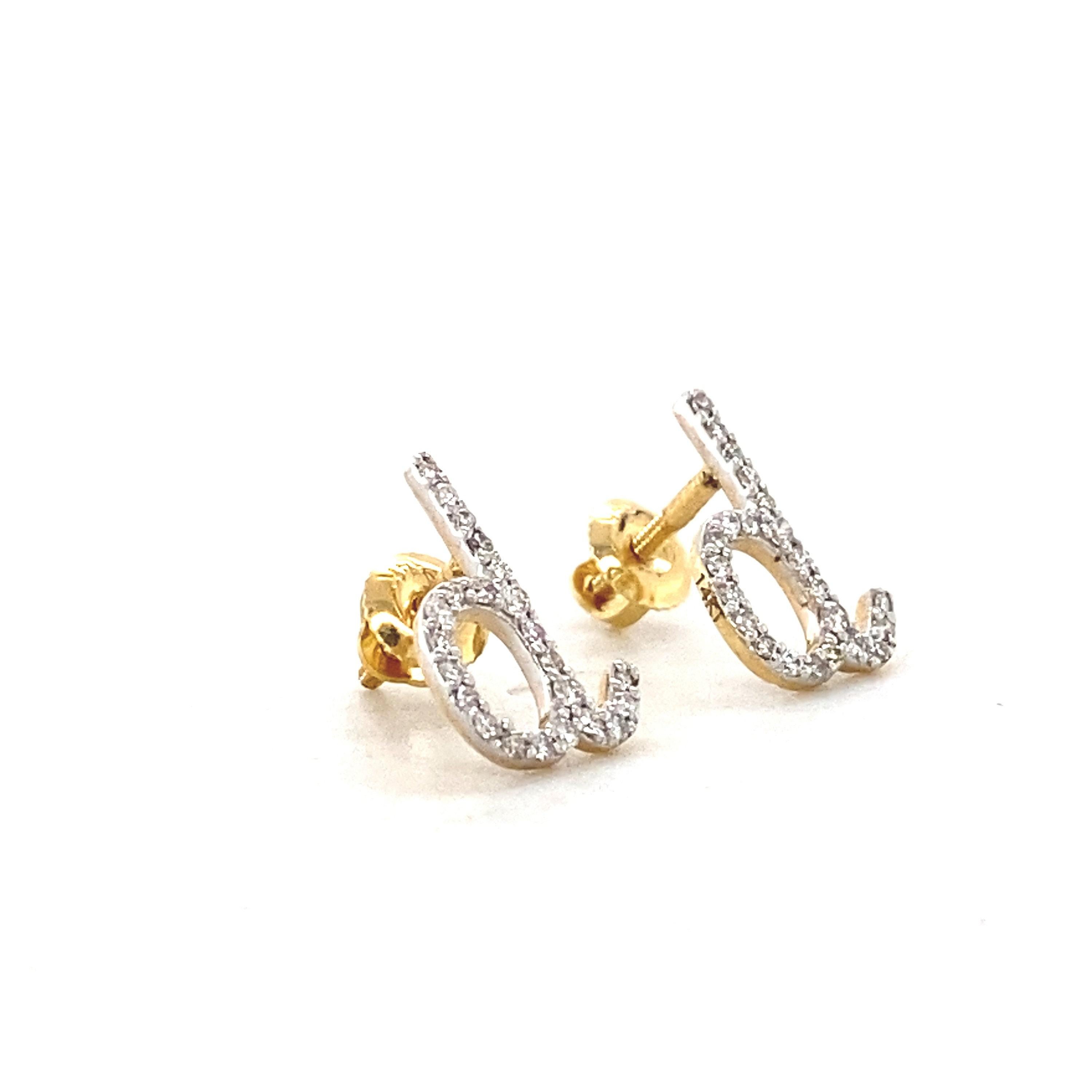 Orecchini per bambini con diamante iniziale D in oro massiccio 14K (certificati) In condizioni Nuovo in vendita a New Delhi, DL