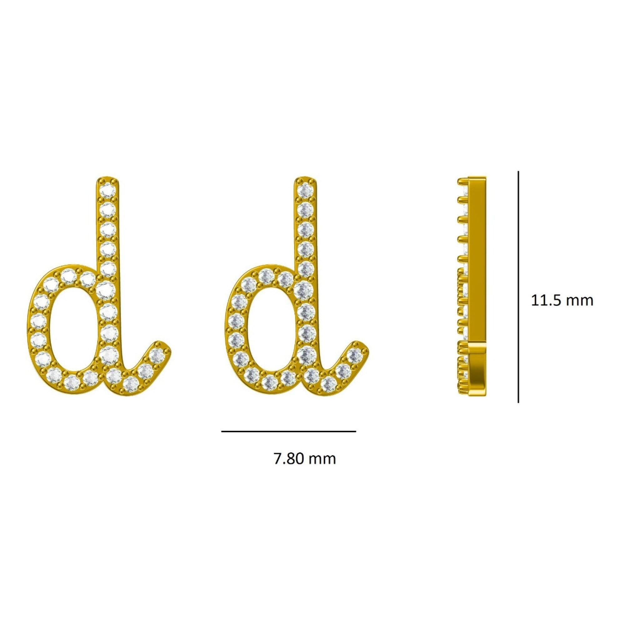 Orecchini per bambini con diamante iniziale D in oro massiccio 14K (certificati) in vendita 2