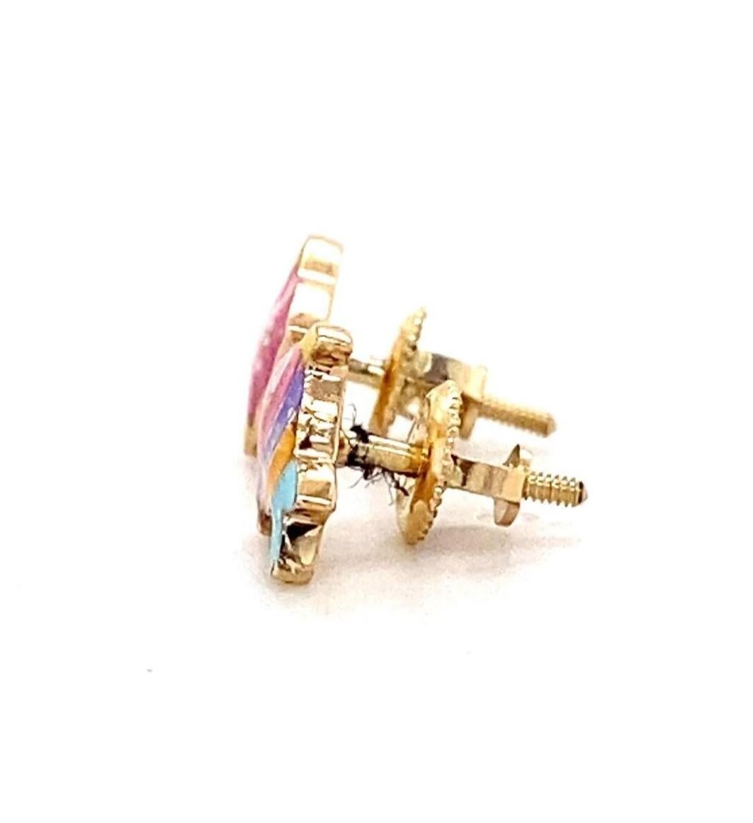 Kids Fish Diamond Stud Earrings in 14k Solid Gold (Certified) In New Condition For Sale In New Delhi, DL