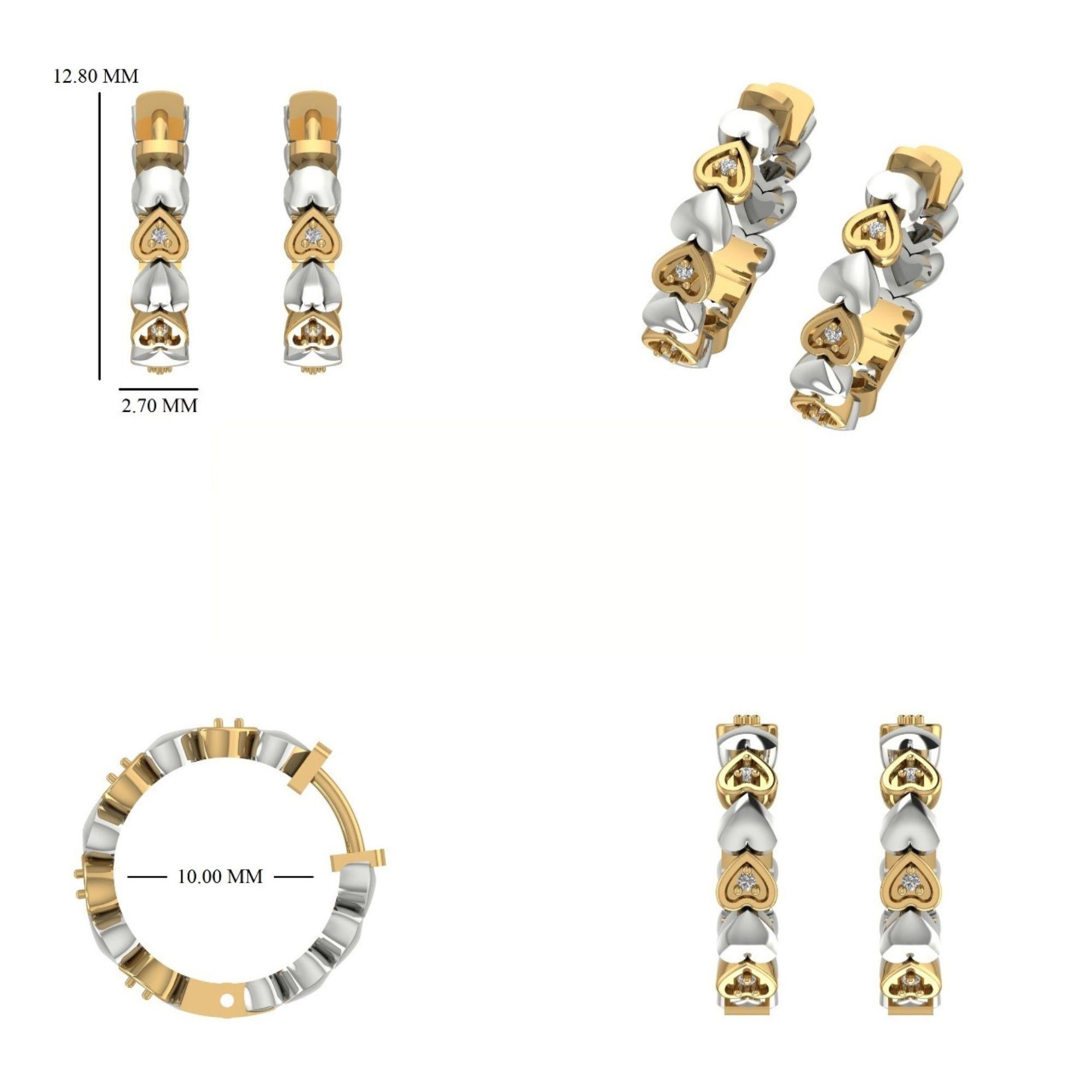 Kids Heart Diamond Hoops en or massif 14K (certifié) en vente 1