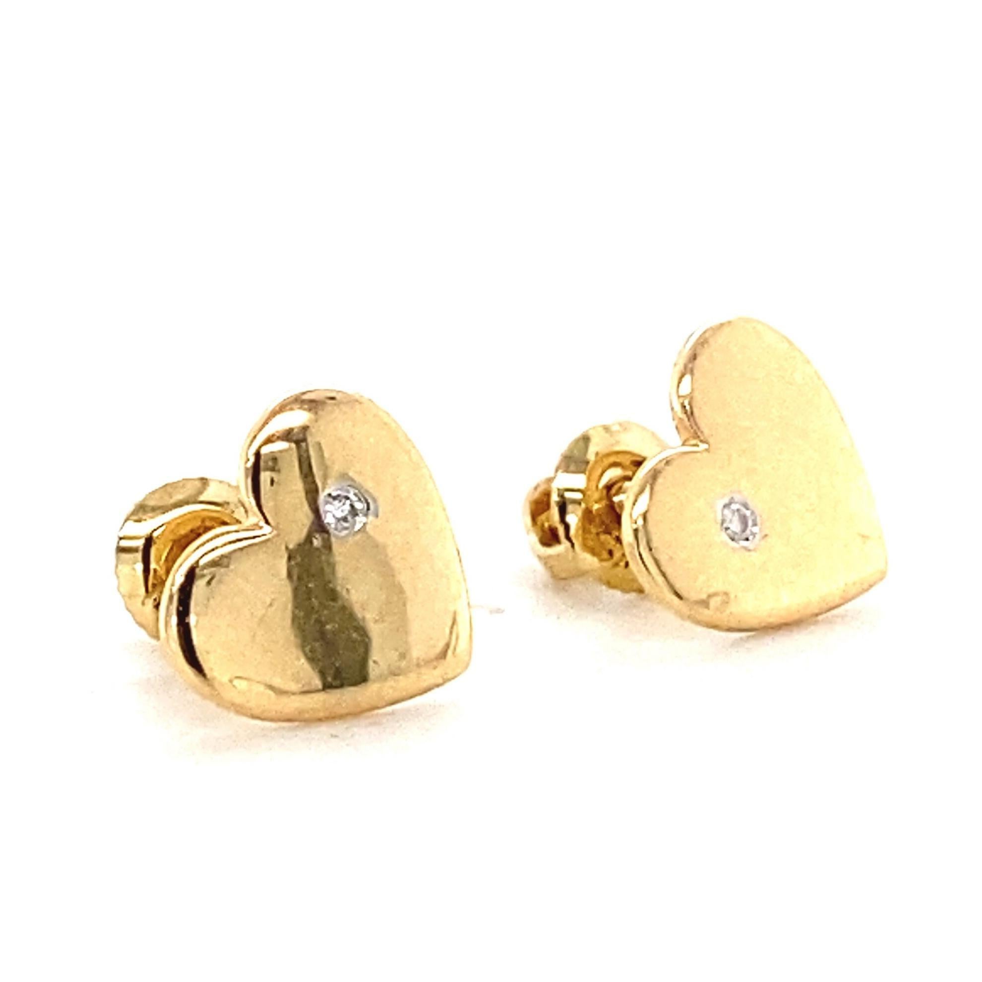 Kids Heart Diamond Stud Earrings in 14k Solid Gold (Certified) In condizioni Nuovo in vendita a New Delhi, DL