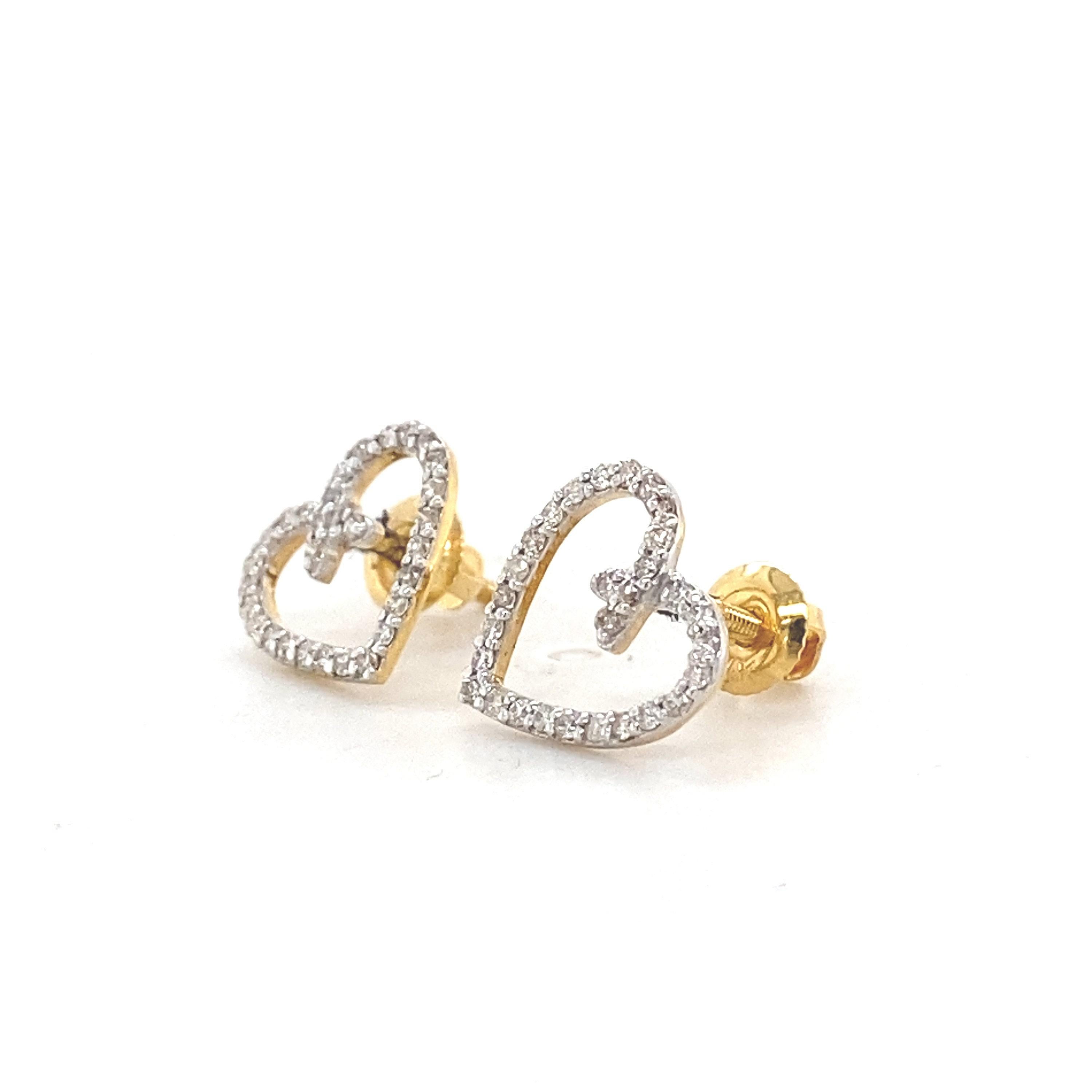 Kids Heart Diamond Stud Earrings in 14K Solid Gold (Certified) In condizioni Nuovo in vendita a New Delhi, DL
