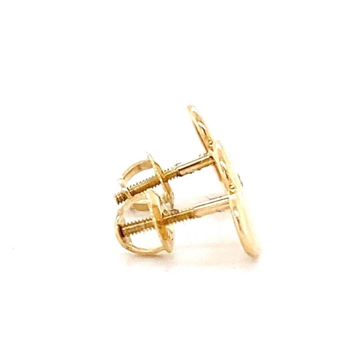 Donna Kids Heart Diamond Stud Earrings in 14k Solid Gold (Certified) in vendita