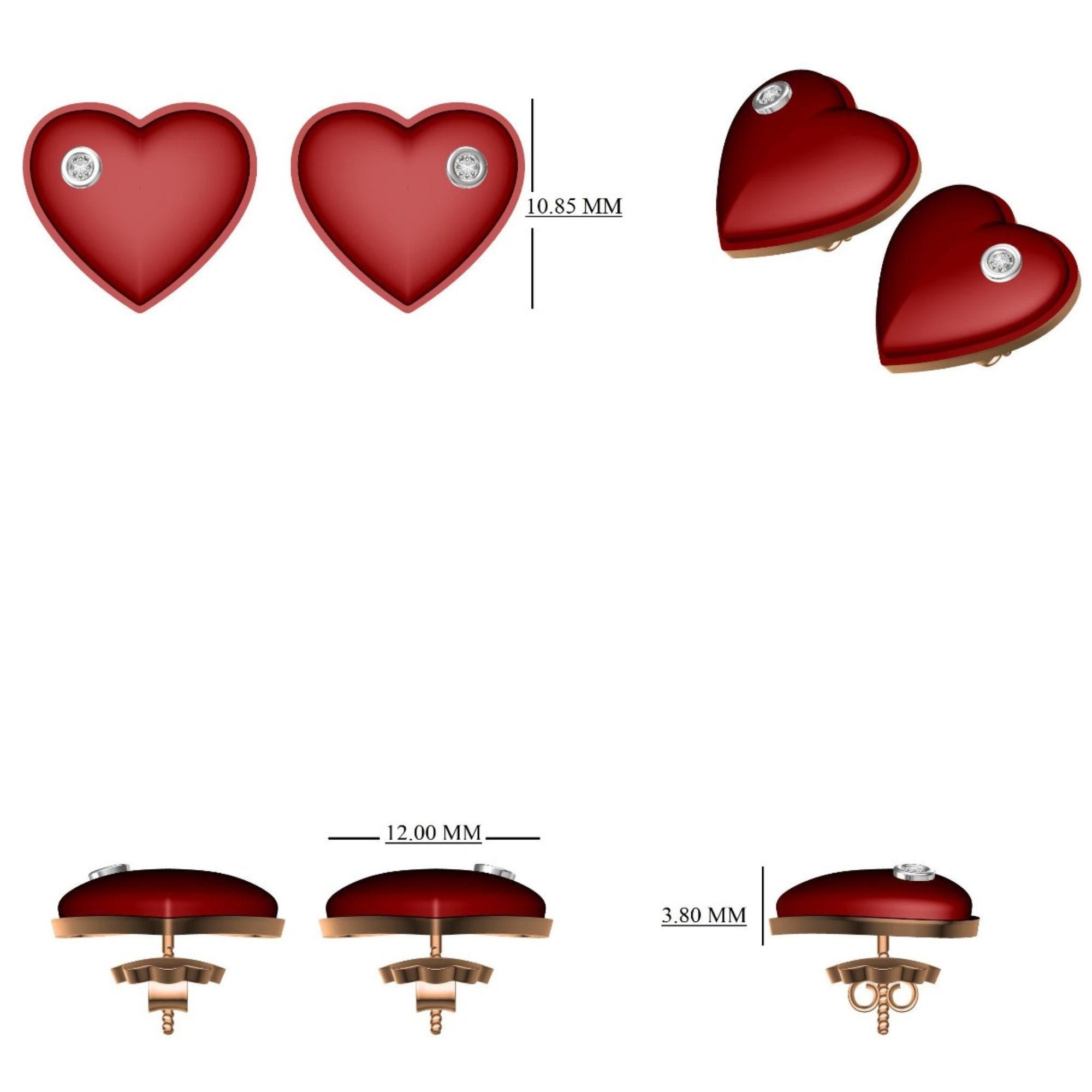 Boucles d'oreilles en or massif 14K avec diamant en forme de cœur (certifié) en vente 2