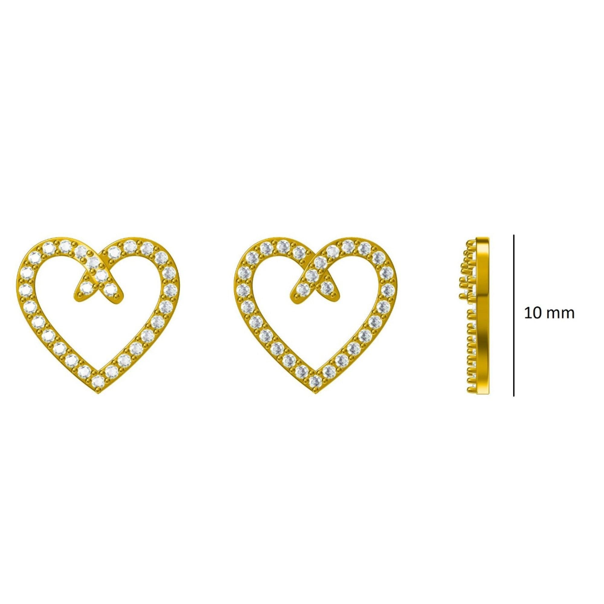 Kids Heart Diamond Stud Earrings in 14K Solid Gold (Certified) in vendita 3