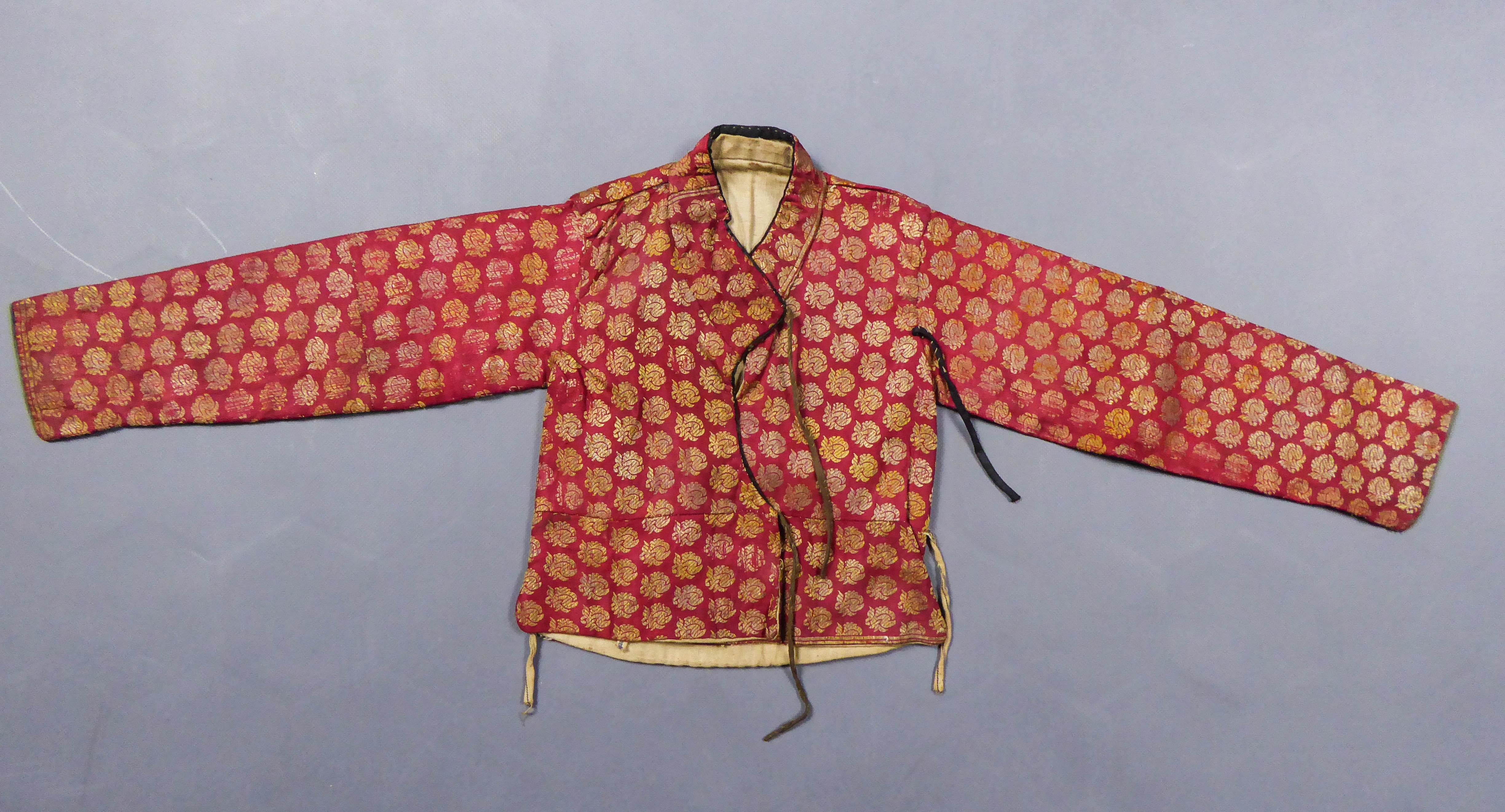 Brown Kid's Kadjar jacket in gold silk lampas - Persia 19th
