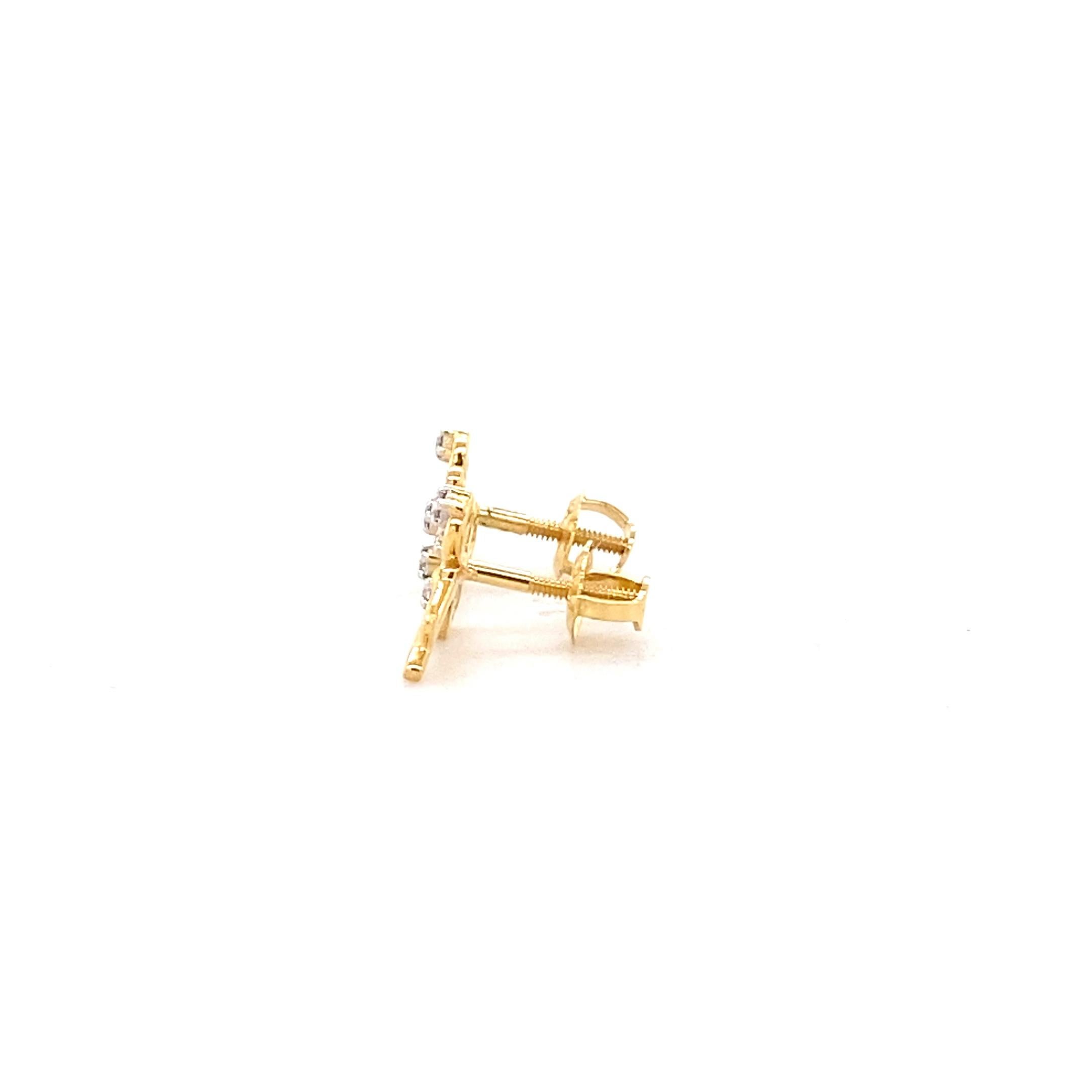 Pendientes infantiles de oro macizo de 14 quilates con diamantes en forma de llave (certificados) en venta 2