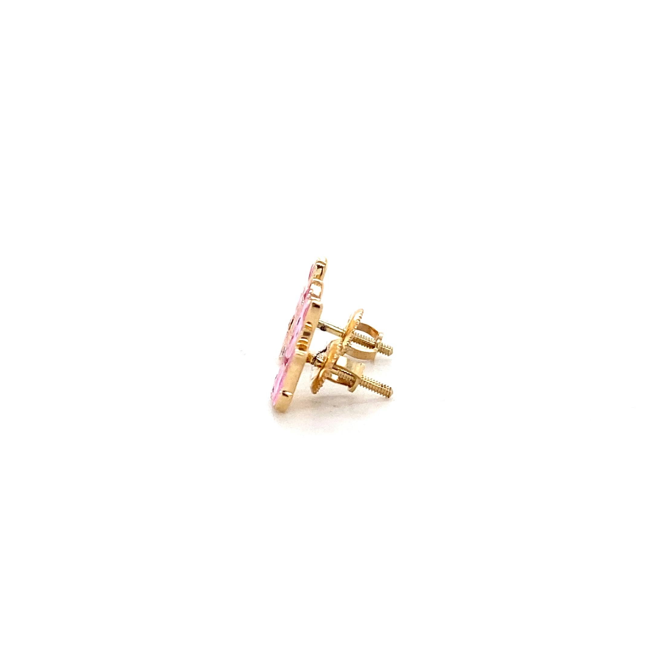 Orecchini con diamante Kitty in oro massiccio 14k (certificati) In condizioni Nuovo in vendita a New Delhi, DL