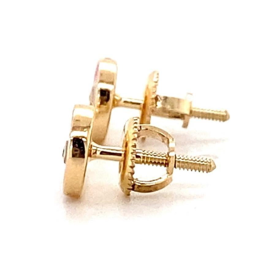 Round Cut Kids Lollipop Diamond Stud Earrings 14k Solid Gold (Certified) For Sale