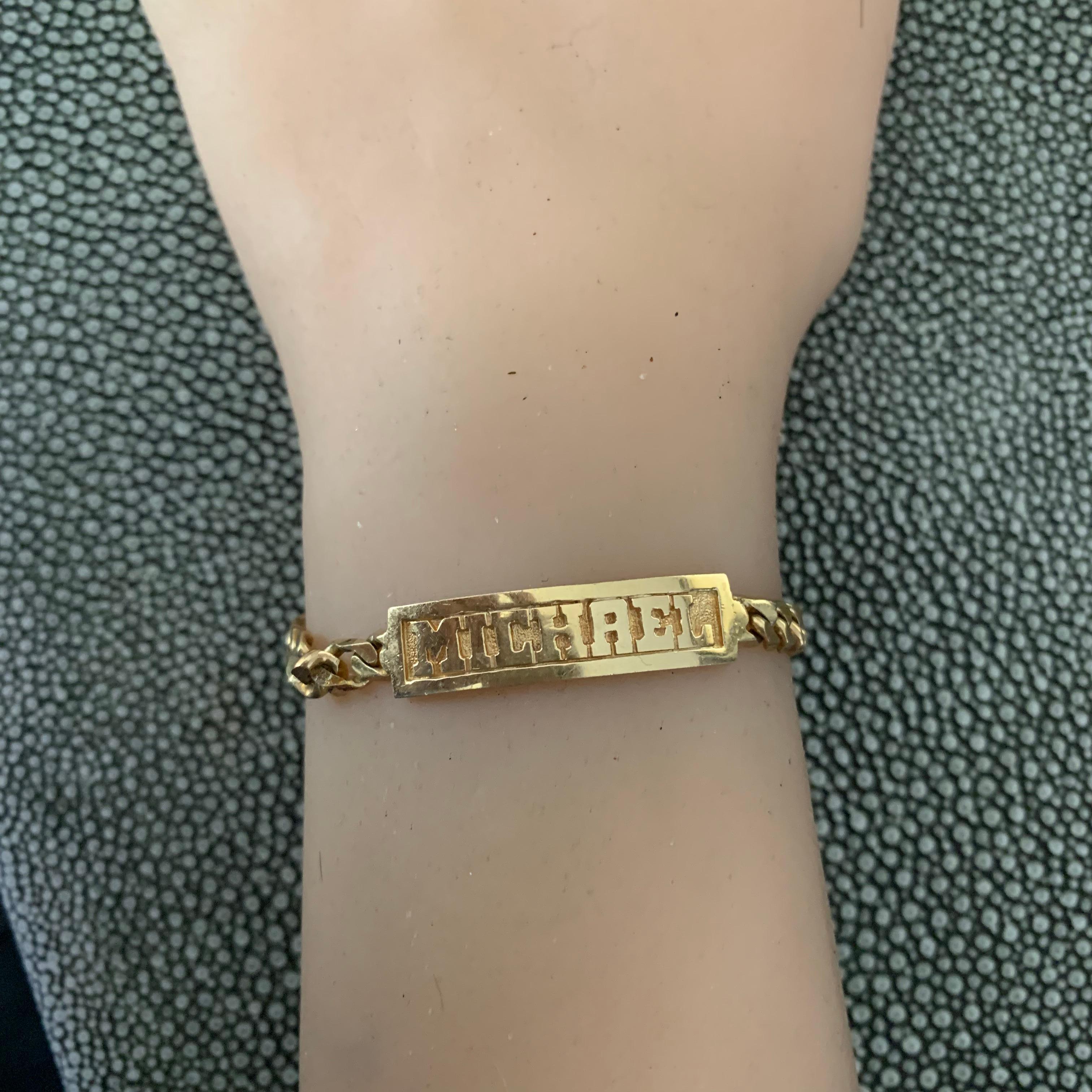 De las mujeres Pulsera con nombre personalizada en oro de 14 quilates para niños o adultos, Ben Dannie en venta