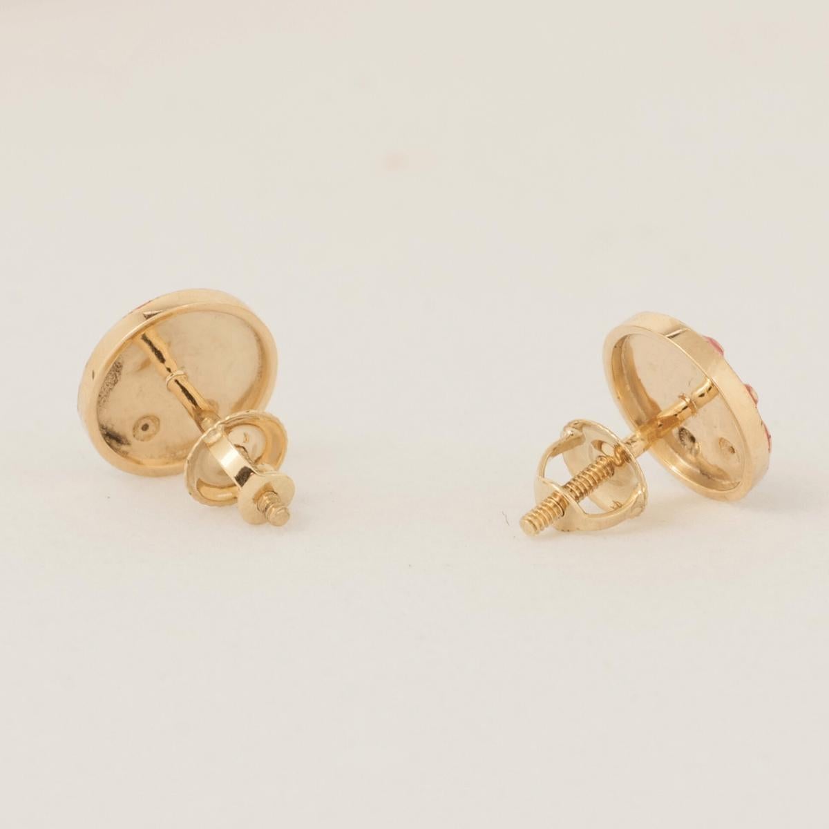Orecchini per bambini con diamante a fetta arancione in oro massiccio 14k (certificato) In condizioni Nuovo in vendita a New Delhi, DL
