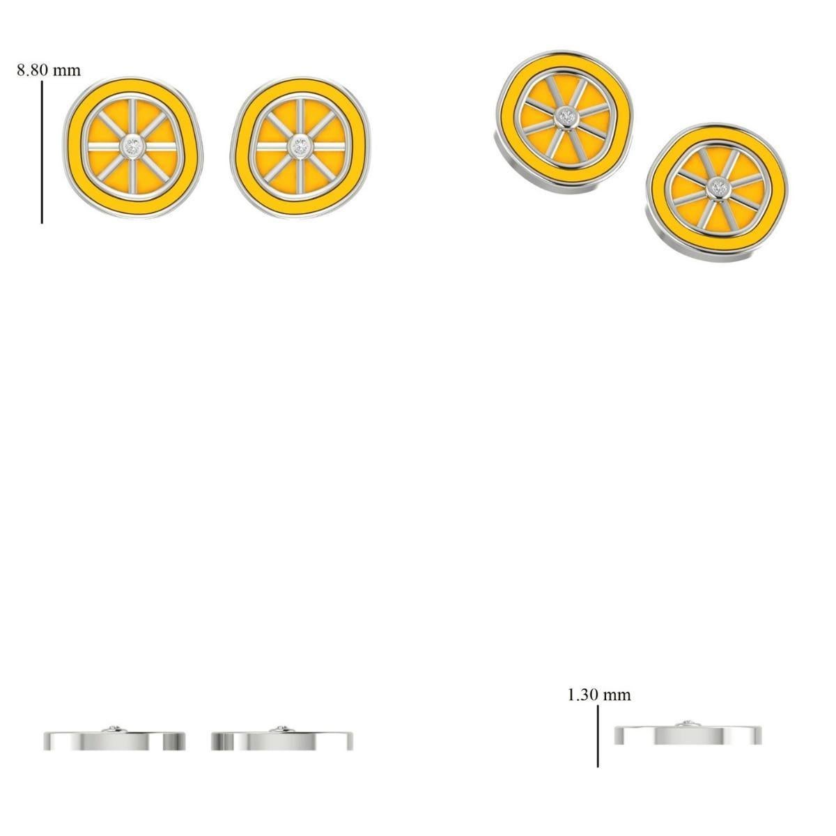 Orecchini per bambini con diamante a fetta arancione in oro massiccio 14k (certificato) in vendita 2