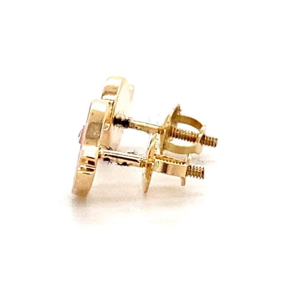 Kids Pink Bird Diamond Stud Earrings in 14K Solid Gold (Certified) In New Condition For Sale In New Delhi, DL