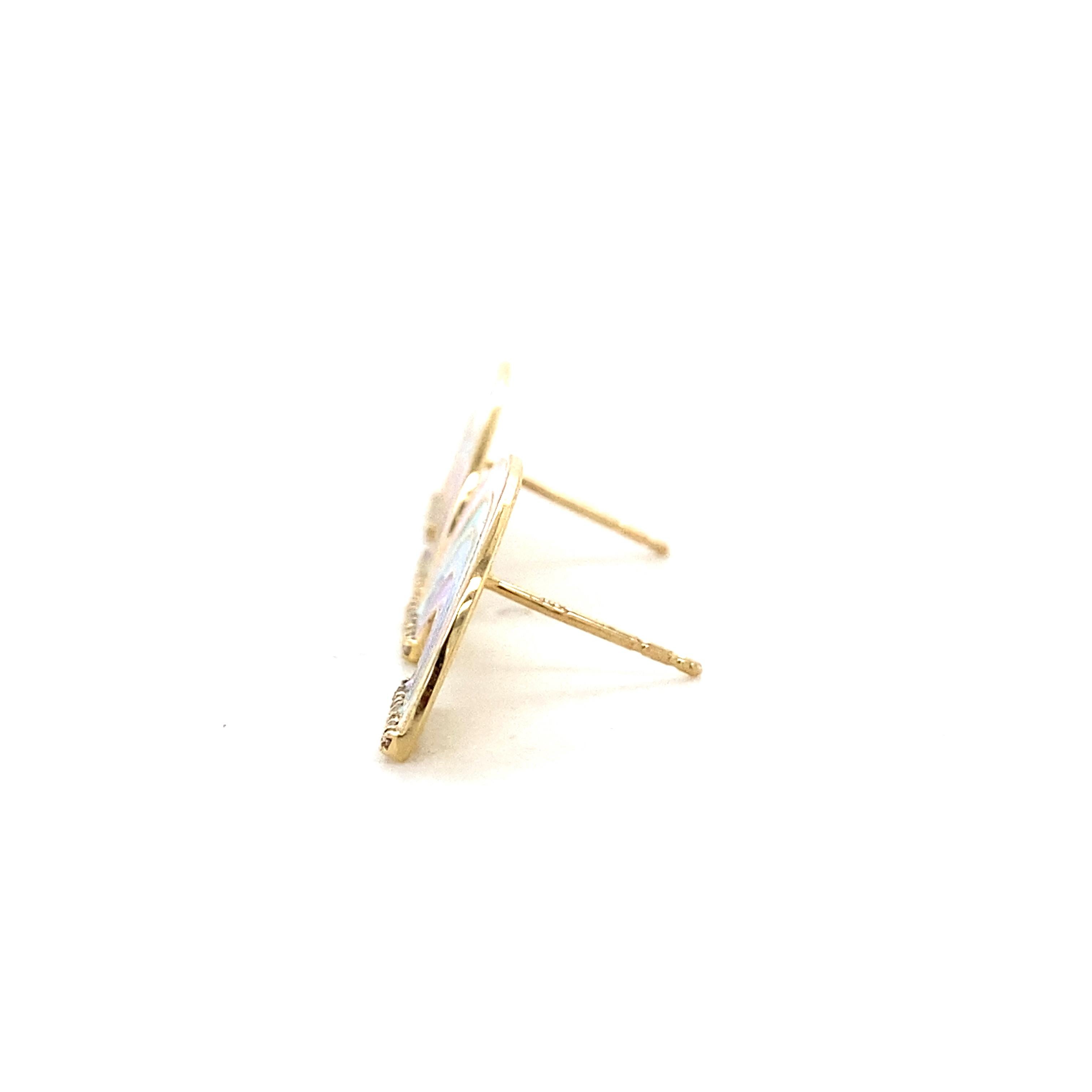Boucles d'oreilles enfants Rainbow Diamonds en or massif 14K (certifié) Pour femmes en vente
