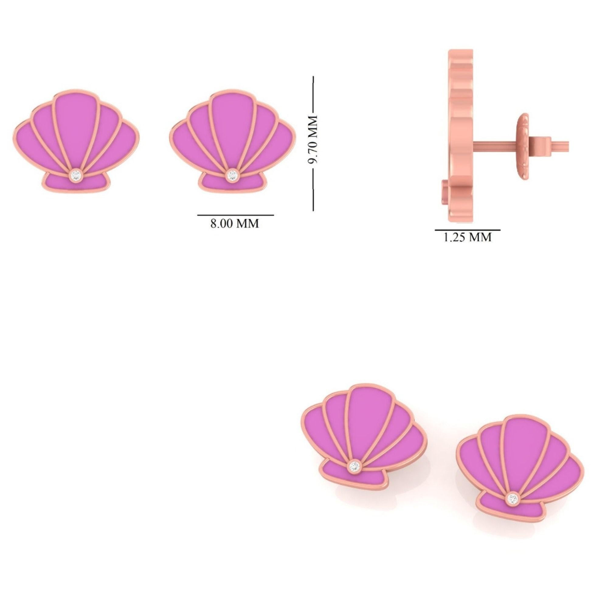 Boucles d'oreilles coquillage en or massif 14k (certifié) en vente 2
