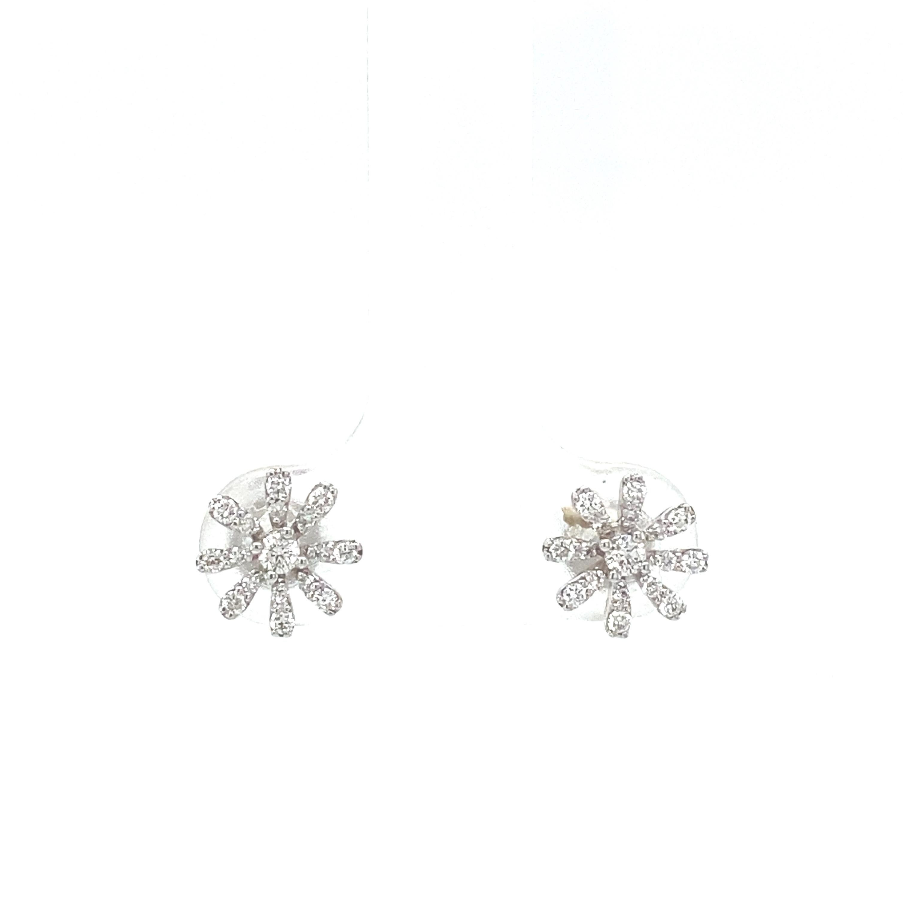 Women's Kids Snowflake Diamond Stud Earrings in 14k Solid Gold (Certified) For Sale