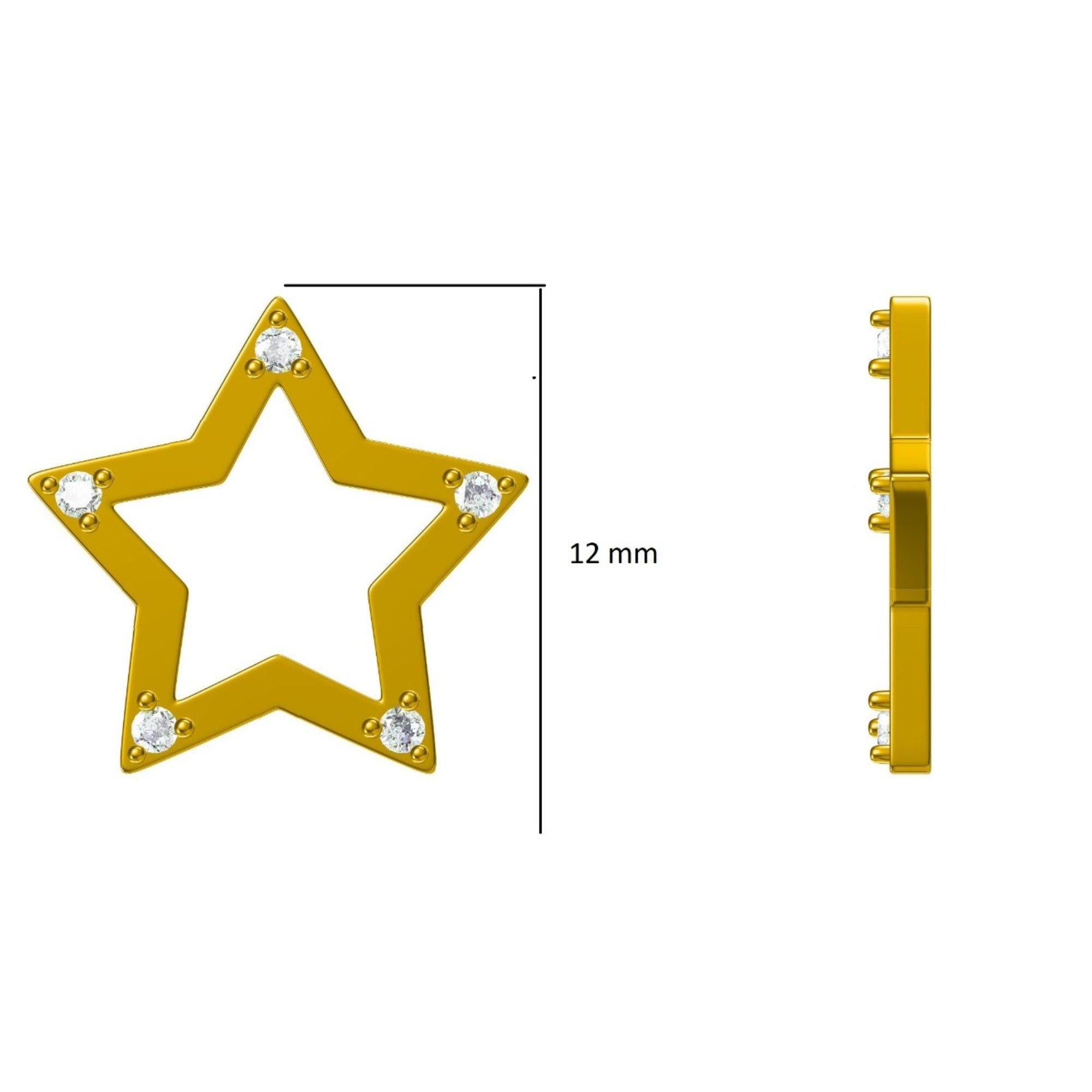 Kids Sparkling Star Diamond Stud Earrings in 14k Solid Gold (Certified) For Sale 2