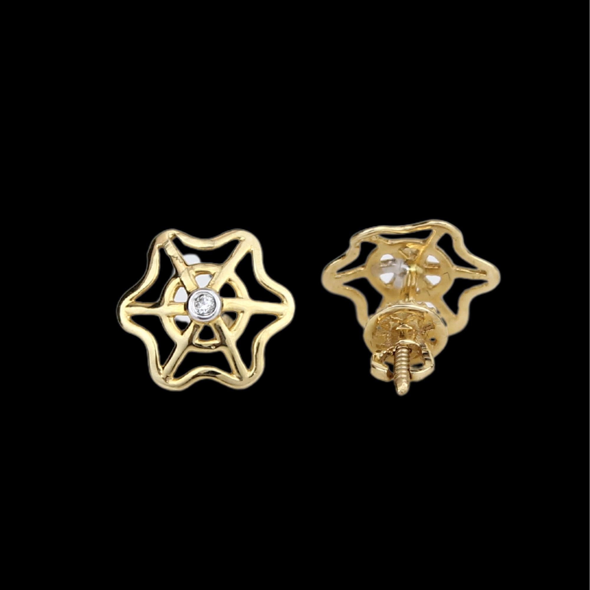 Donna Orecchini per bambini con diamanti a forma di ragnatela in oro massiccio 14K (certificati) in vendita