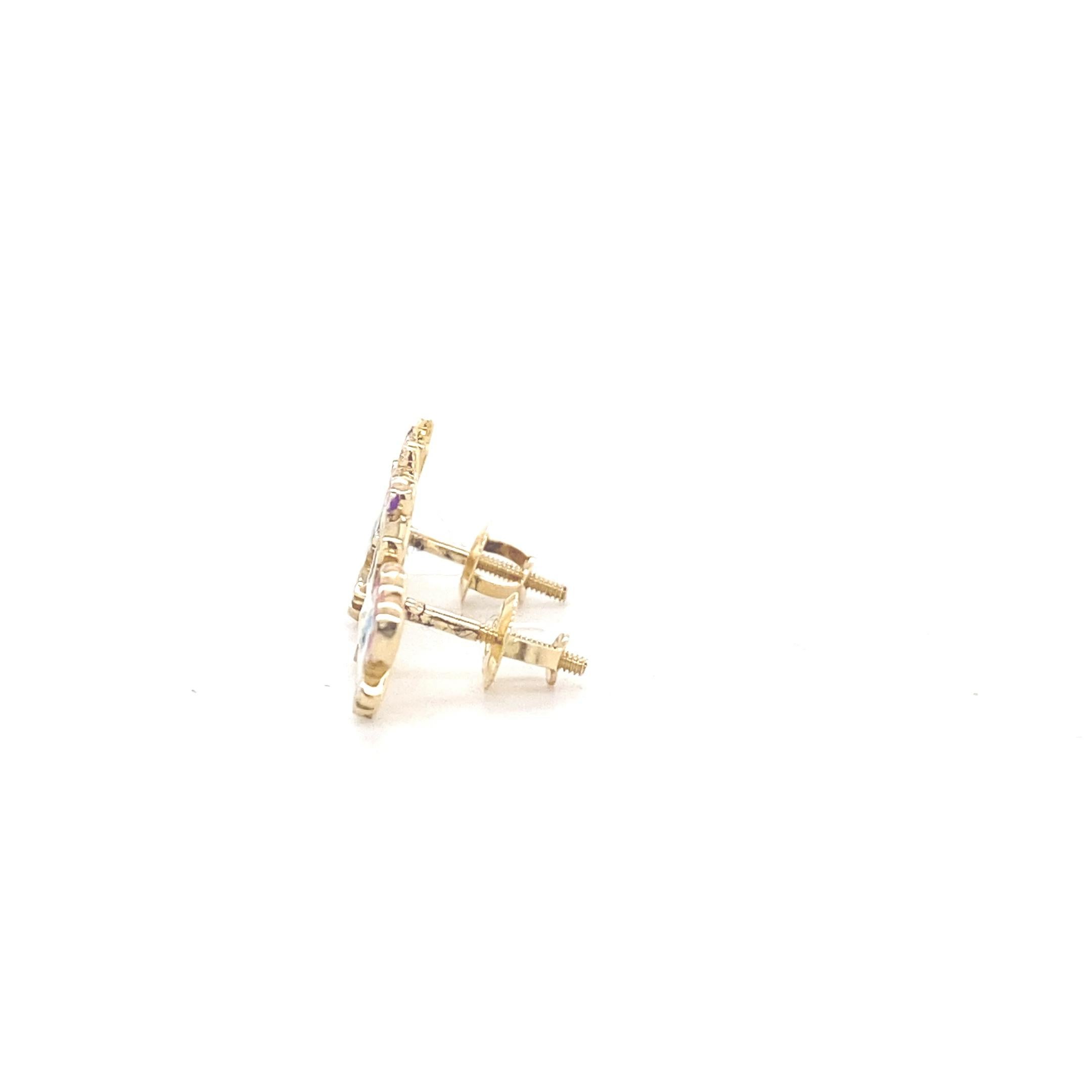 Women's Kids Unicorn Diamond Stud Earrings in 14K Solid Gold (Certified) For Sale
