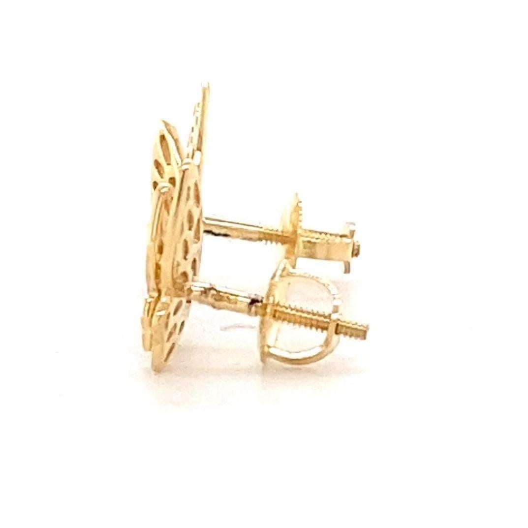 Kids Winged Butterfly Diamond Stud Earrings in 14k Solid Gold (Certified) Neuf - En vente à New Delhi, DL