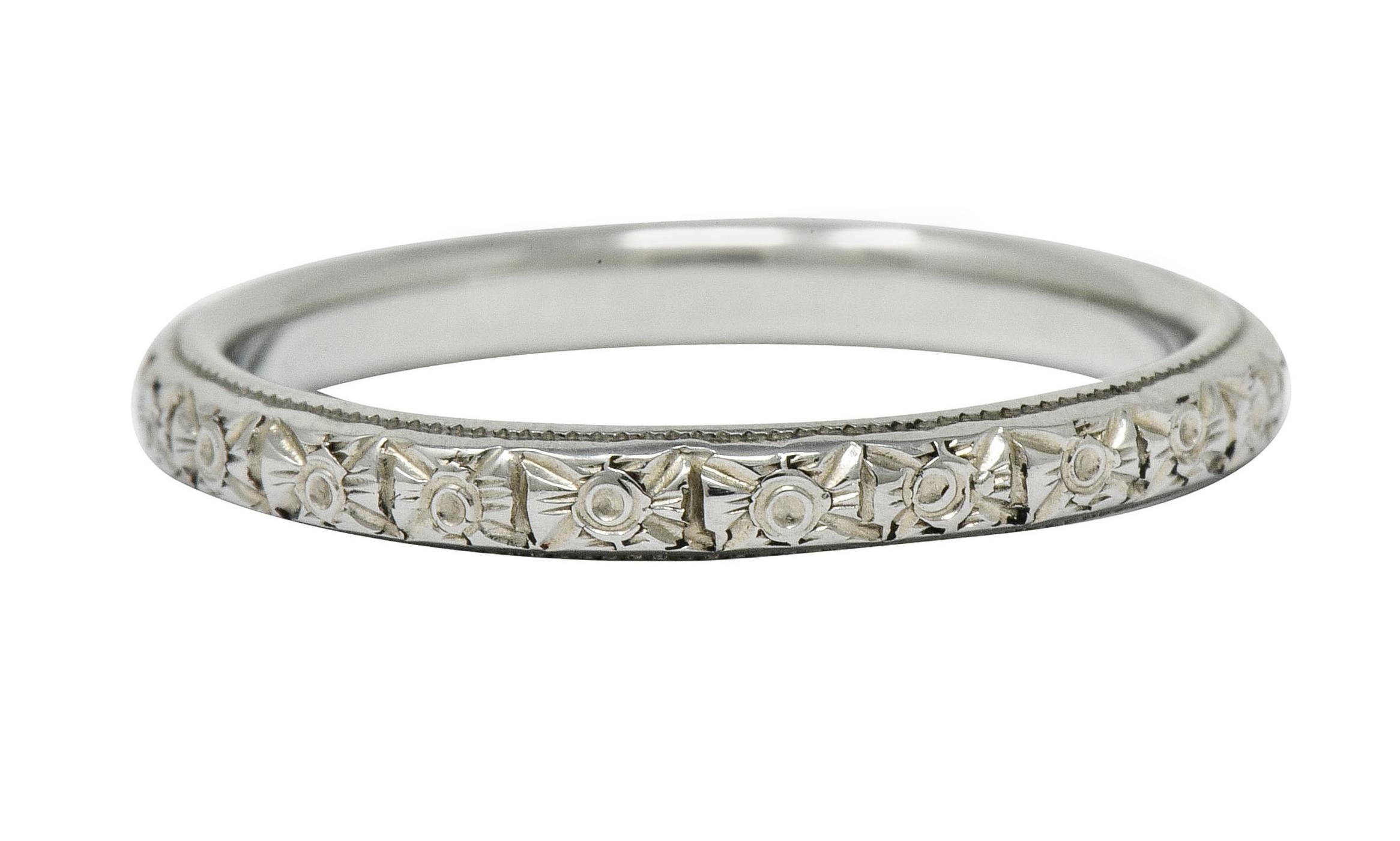 Women's or Men's Kielty & Beard Art Deco 18 Karat Gold Wedding Band Ring