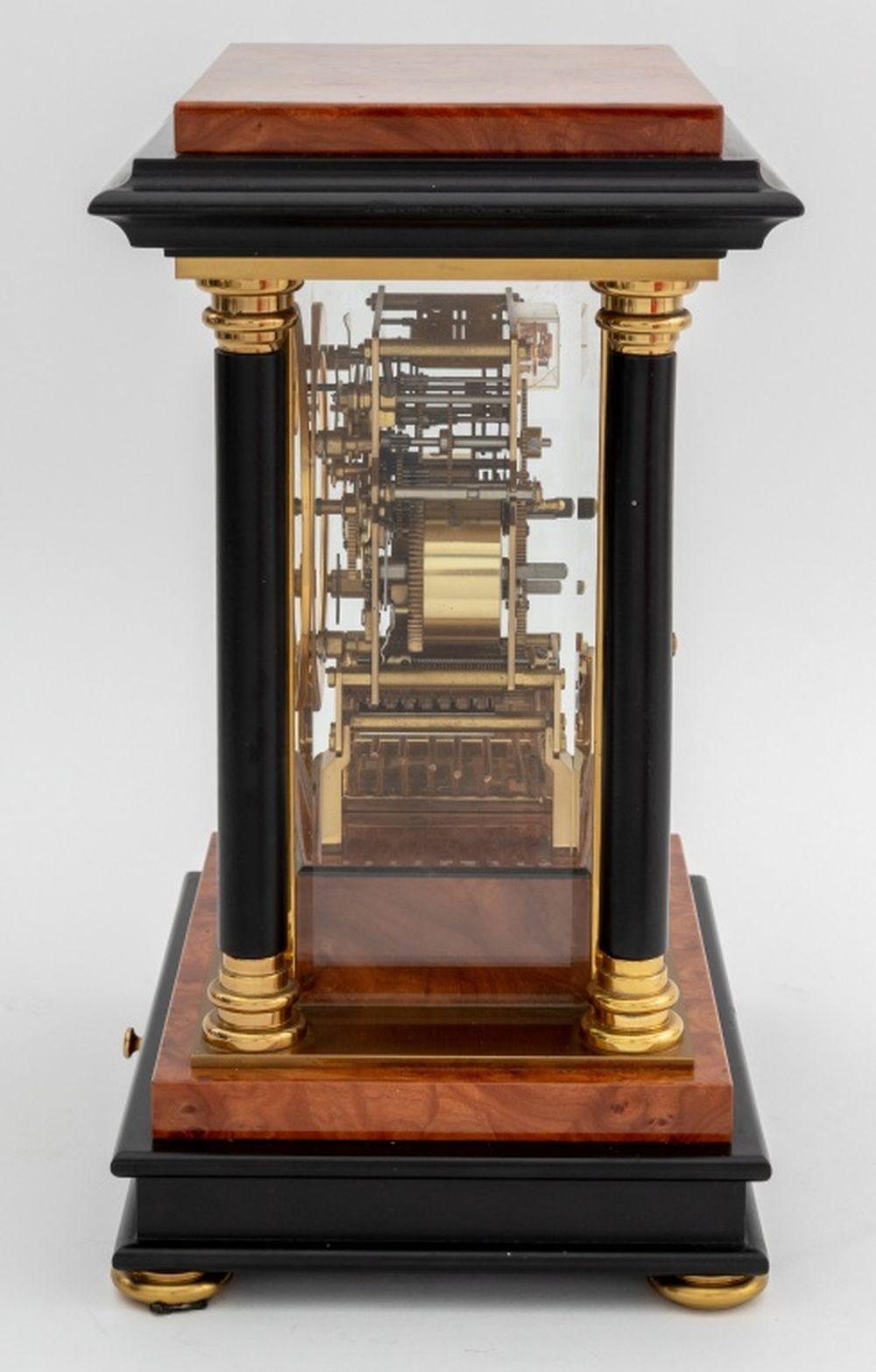 Gilt Kieninger Ebonized & Burlwood Table Clock For Sale