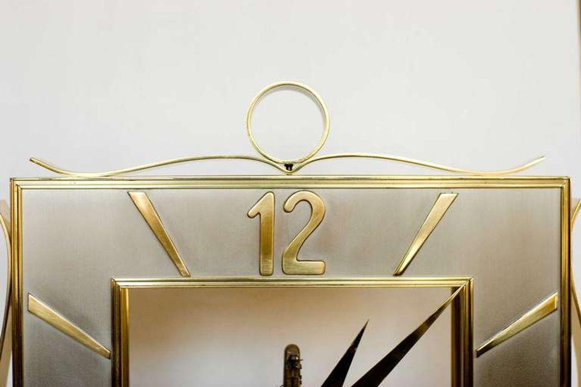 Kieninger & Obergfell German Regency Brass Mantel Clock In Excellent Condition For Sale In Van Nuys, CA