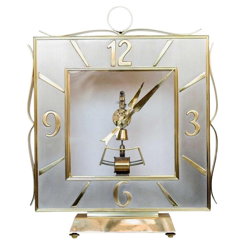 Kieninger & Obergfell German Regency Brass Mantel Clock For Sale