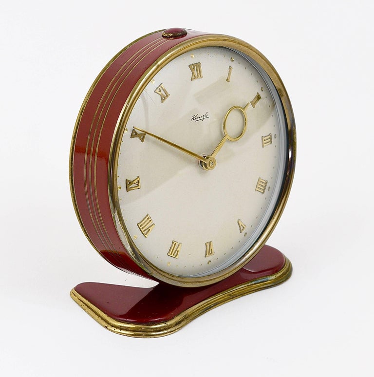 Kienzle Art Deco Red Table Clock, Heinrich Möller, Germany, 1930s at