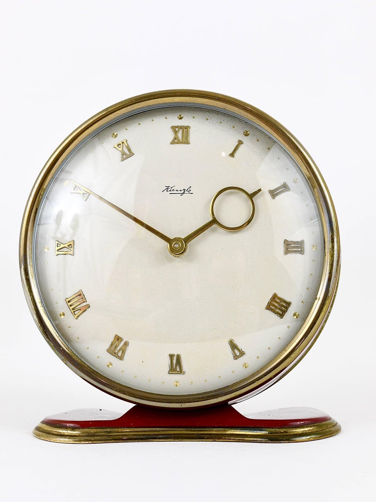 Kienzle Art Deco Red Table Clock, Heinrich Möller, Germany, 1930s at