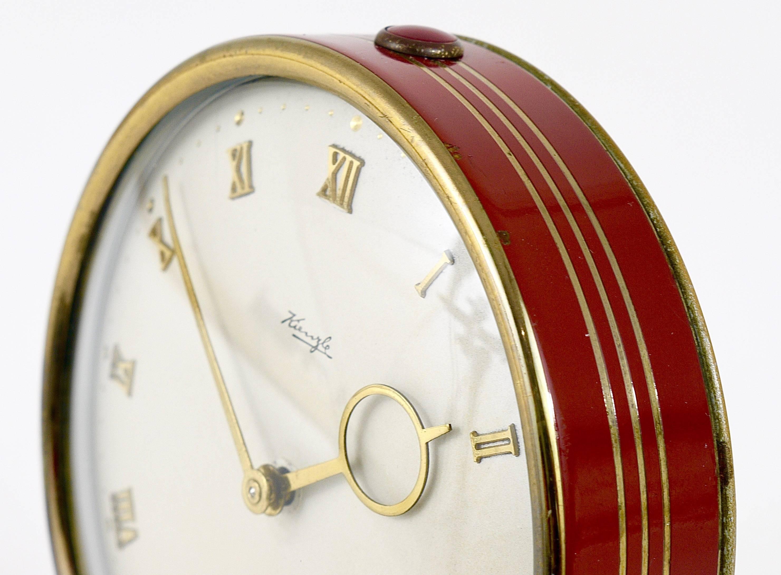 Kienzle Art Deco Red Table Clock, Heinrich Möller, Germany, 1930s 1