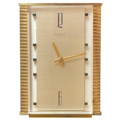 Kienzle Clock Golden Brass Table or Desk Clock, Art Deco Vibe, 1967, Germany