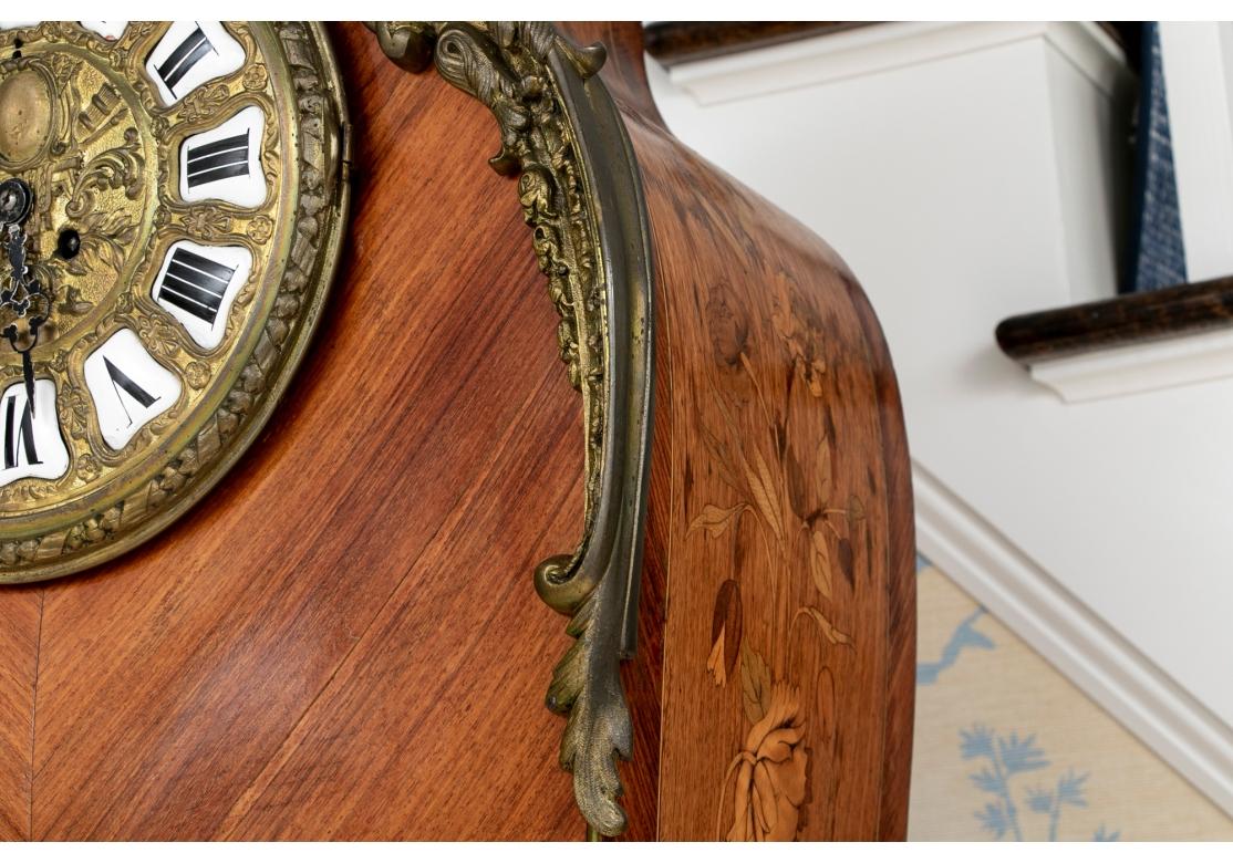 Kienzle Clock Works Louis XV Style Tall Case Clock w/Bronze Figural Top In Fair Condition For Sale In Bridgeport, CT