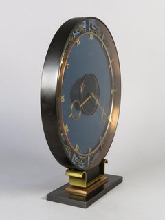 Kienzle Clocks zodiac table clock in glass and bronze, in working order, Germany