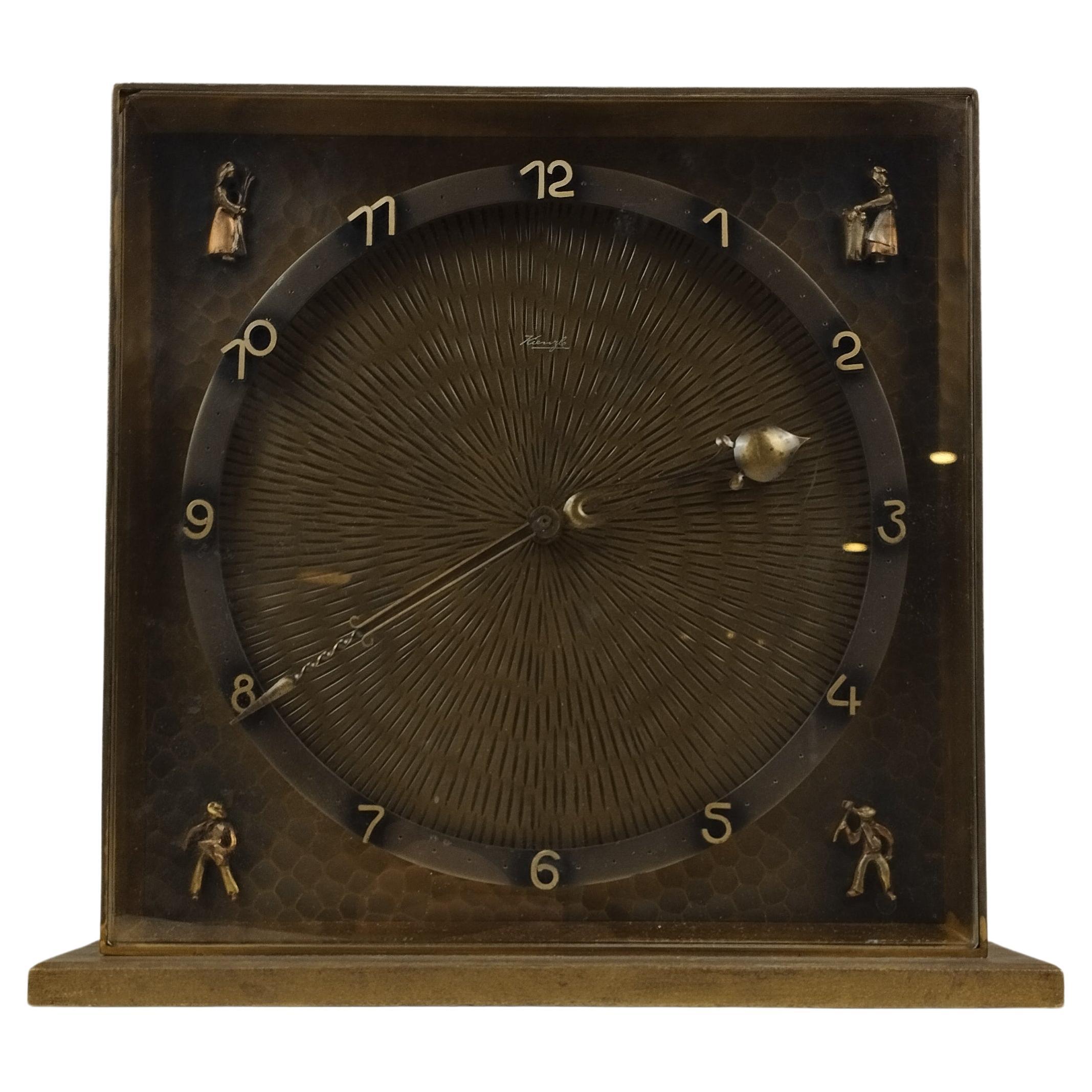 Kienzle German Mid-Century Modern Bronze Table Clock